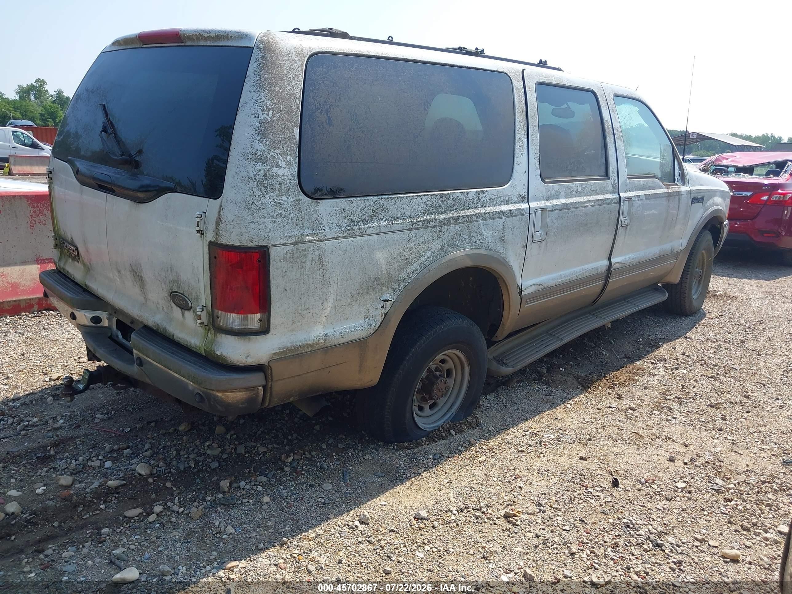 2001 Ford Excursion Limited White vin: 1FMSU43F41EC87797