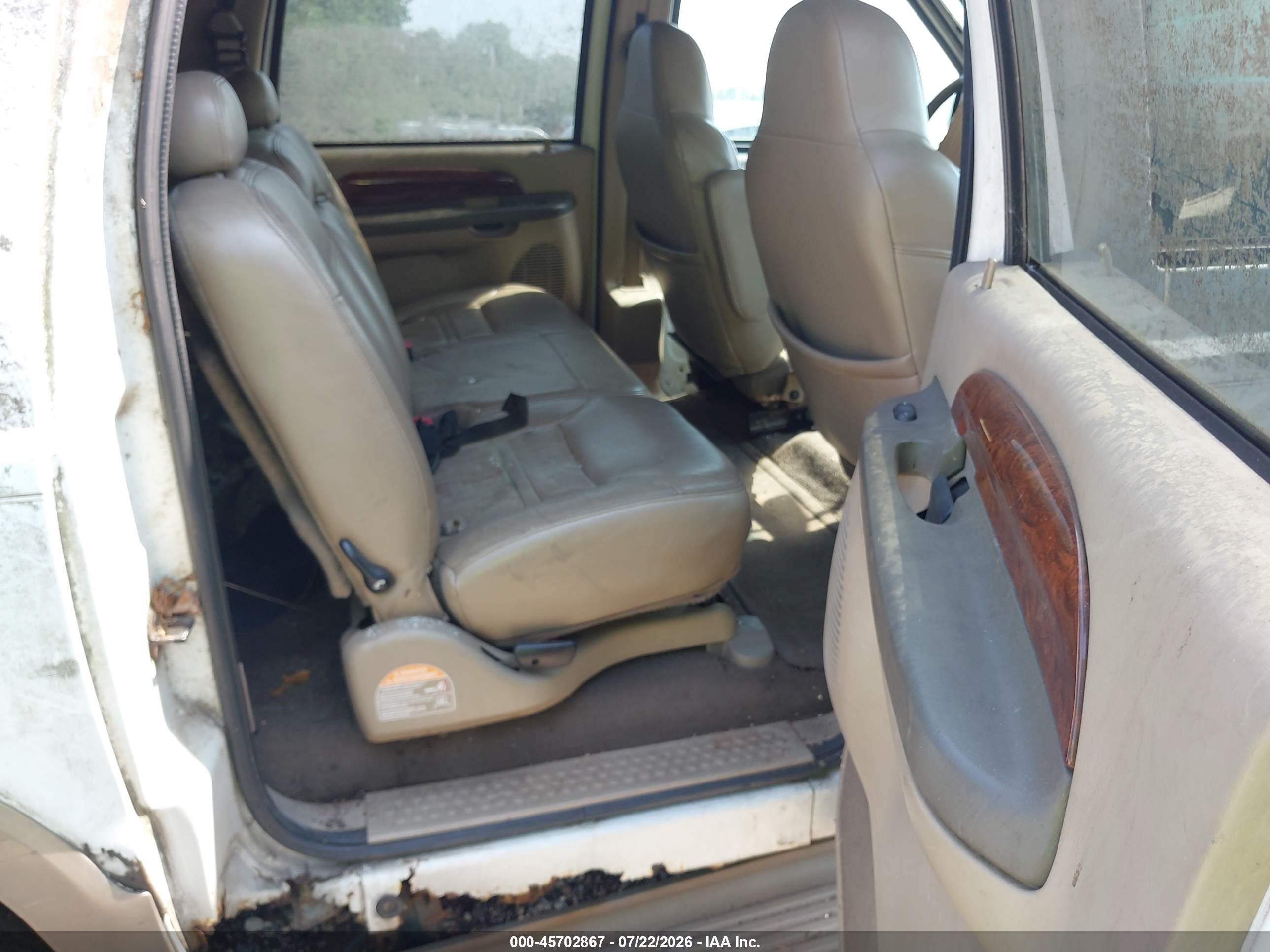 2001 Ford Excursion Limited White vin: 1FMSU43F41EC87797