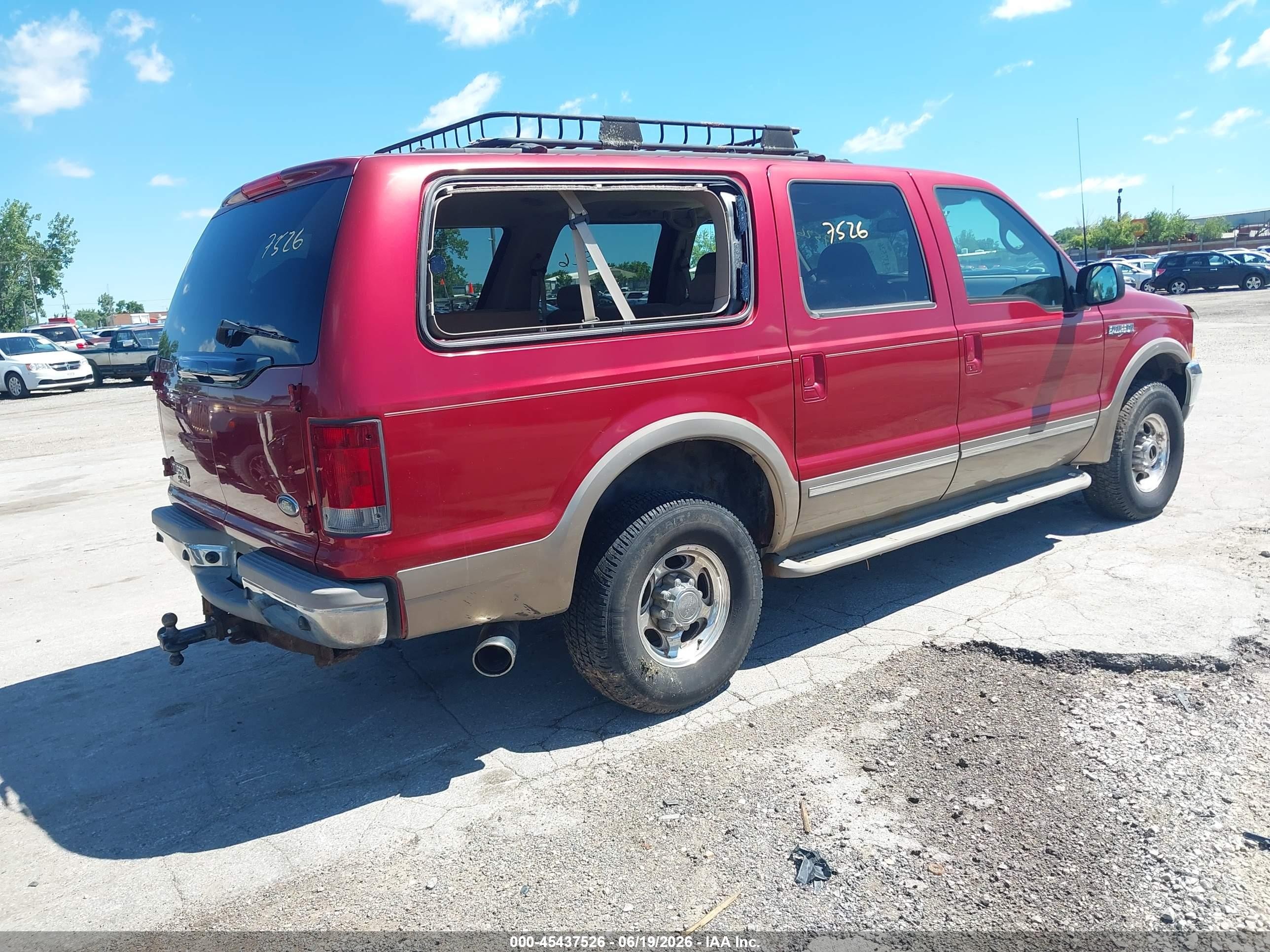 2002 Ford Excursion Limited Бордовый vin: 1FMSU43F52EB65838