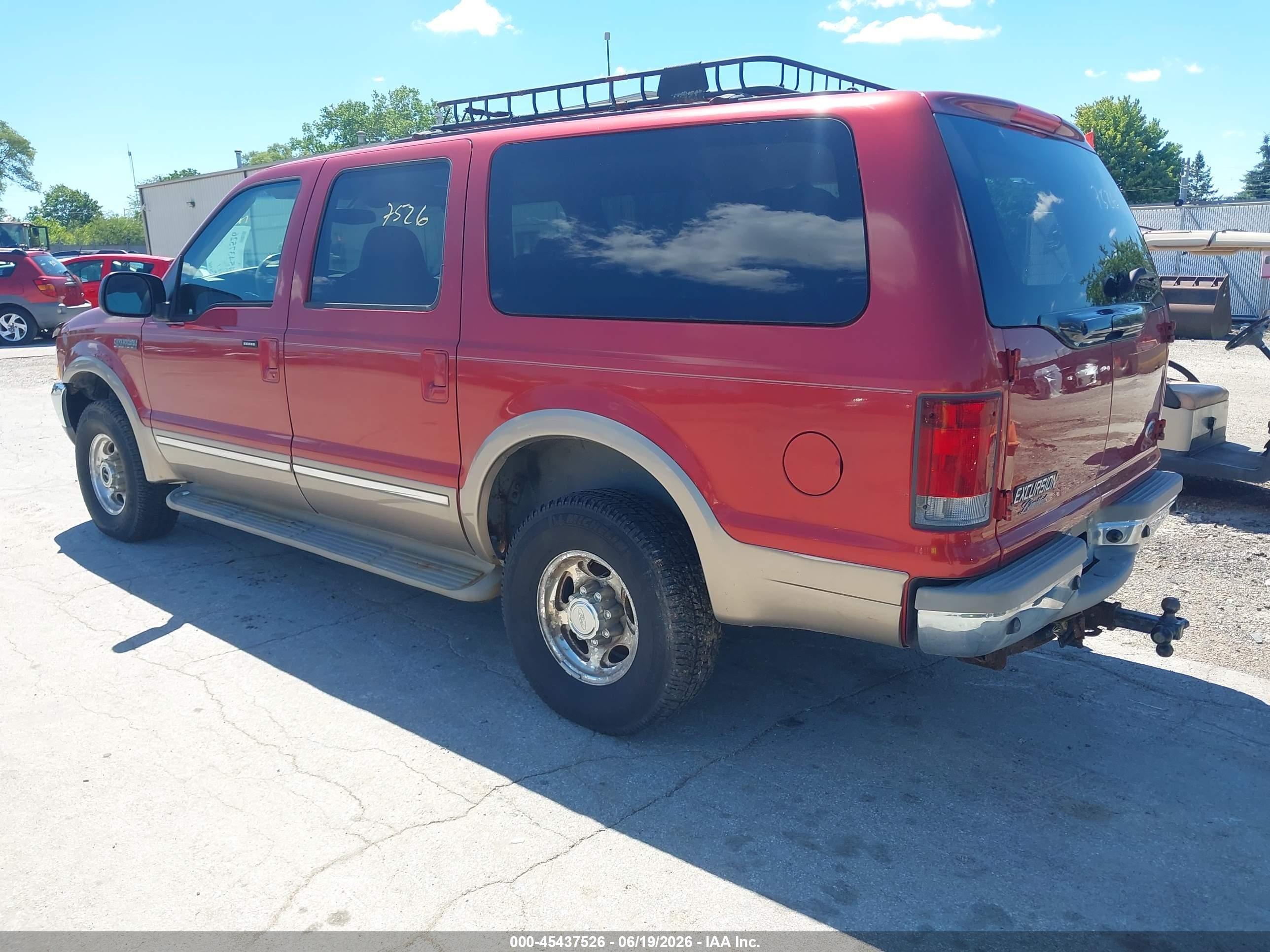 2002 Ford Excursion Limited Бордовый vin: 1FMSU43F52EB65838