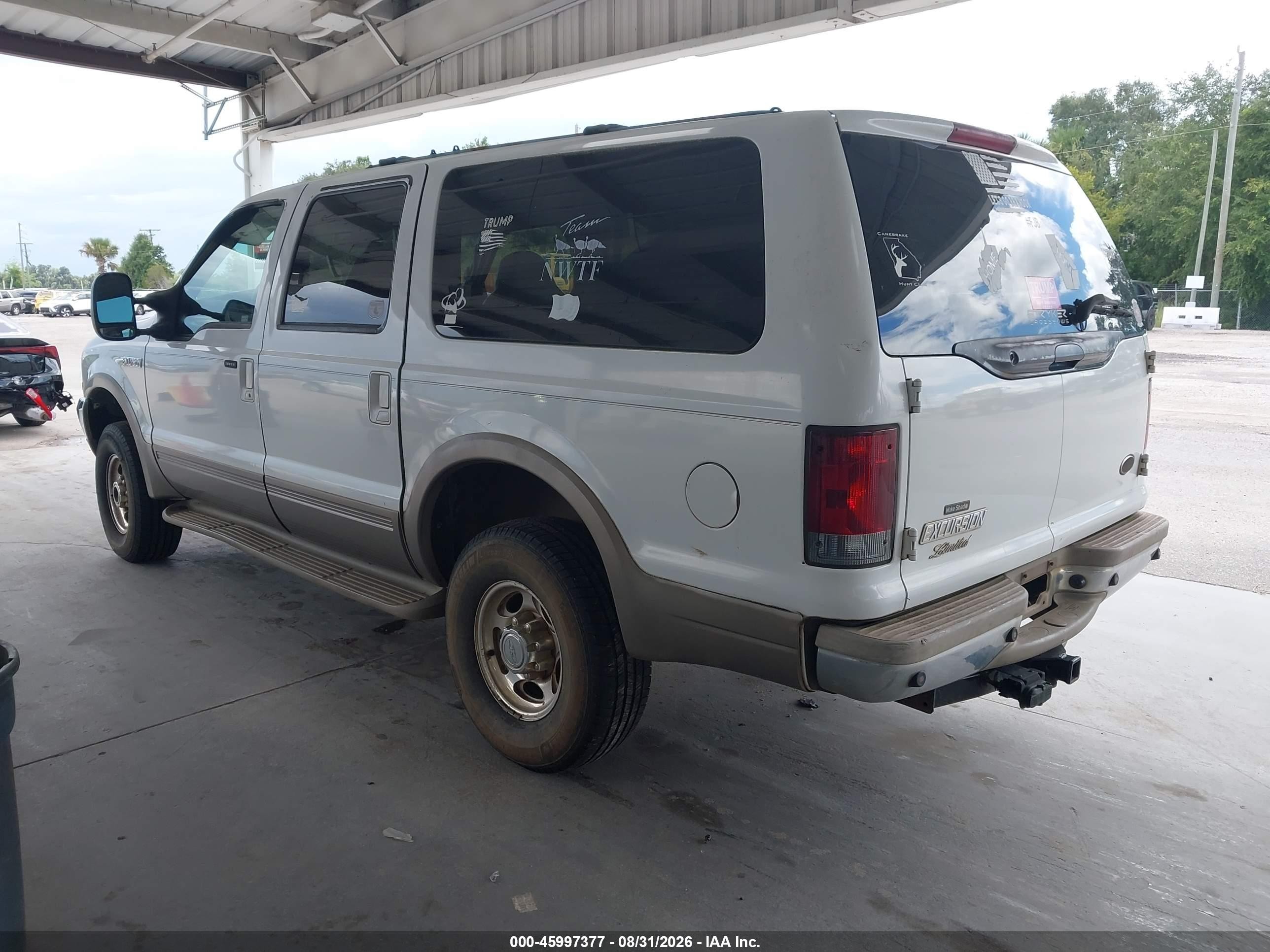2001 Ford Excursion Limited White vin: 1FMSU43F71EB51826