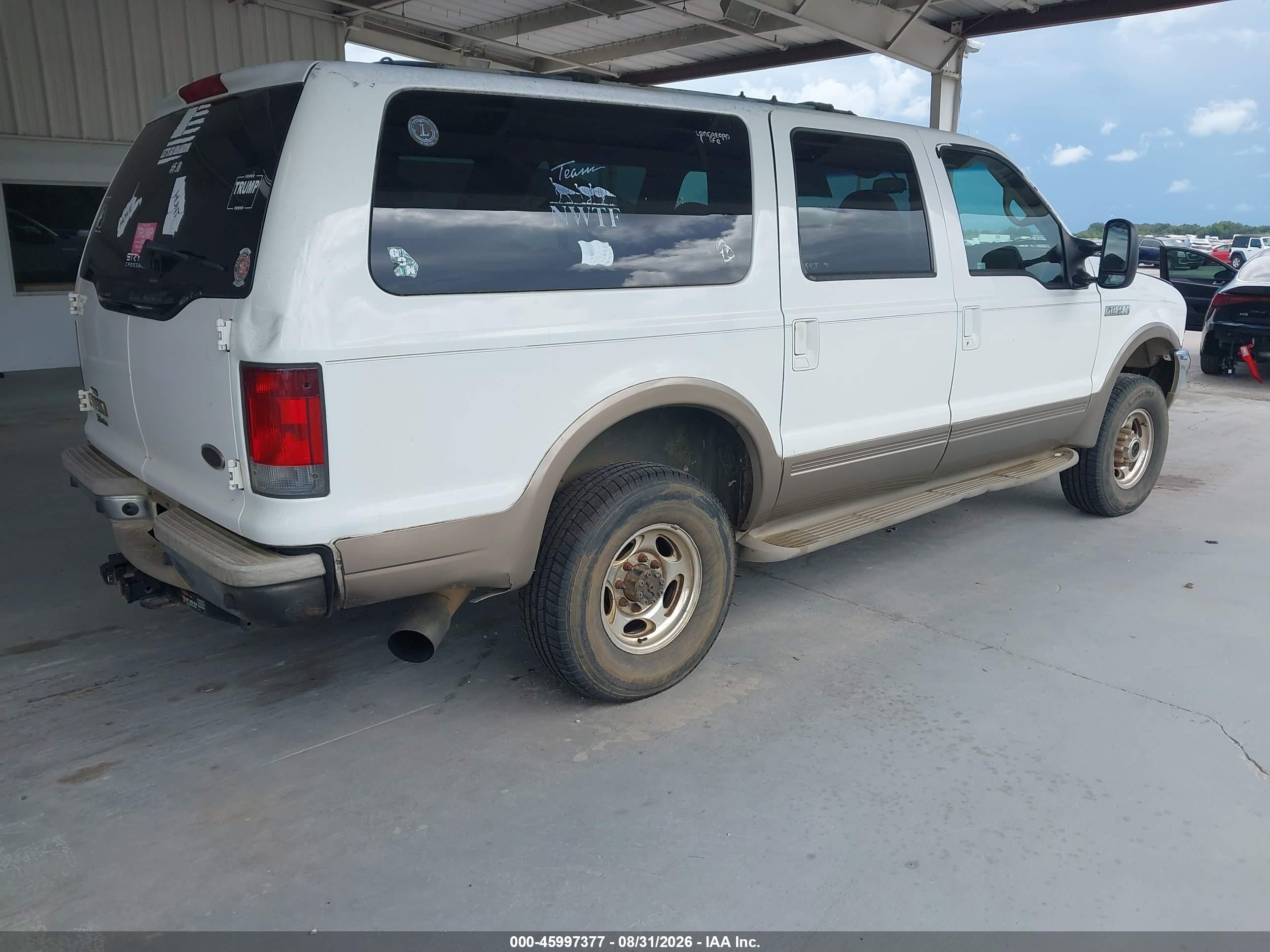 2001 Ford Excursion Limited White vin: 1FMSU43F71EB51826