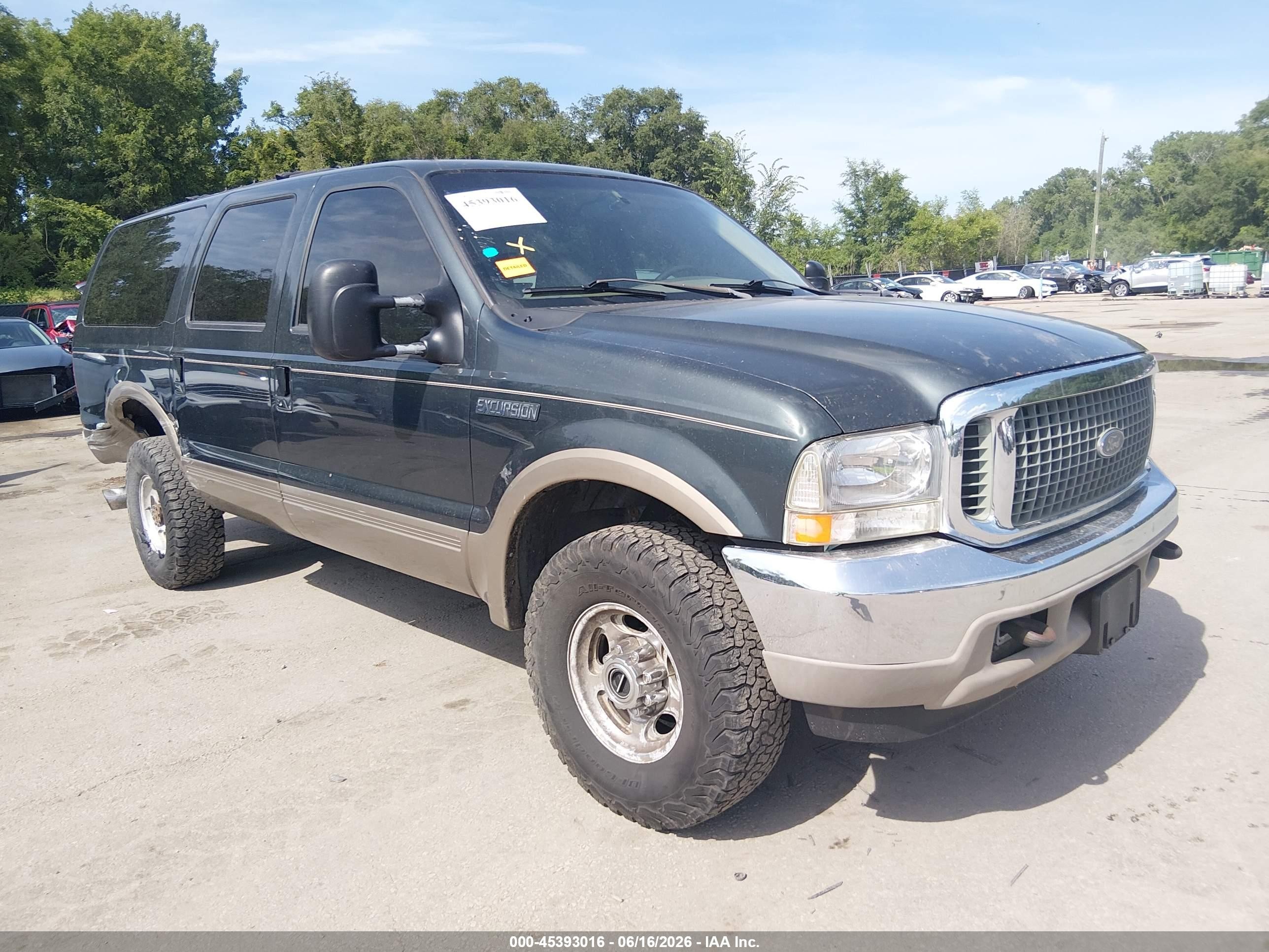 2000 Ford Excursion Limited Green vin: 1FMSU43FXYEB53550