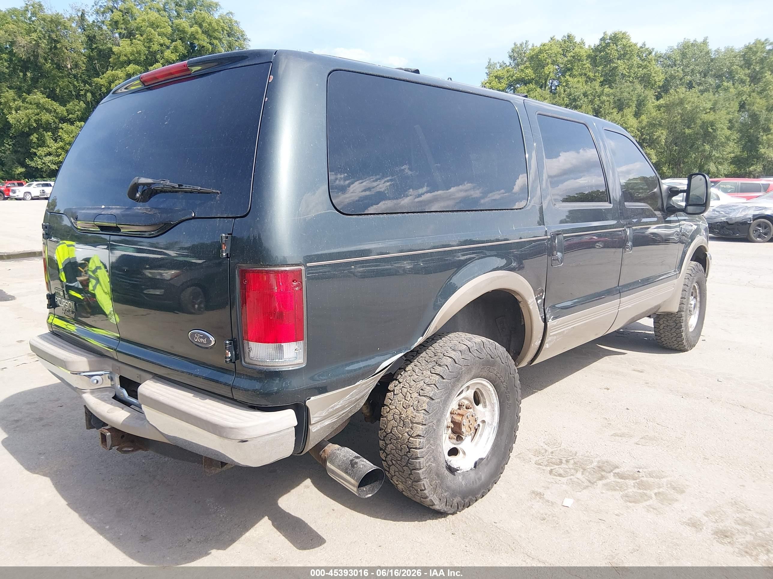 2000 Ford Excursion Limited Green vin: 1FMSU43FXYEB53550