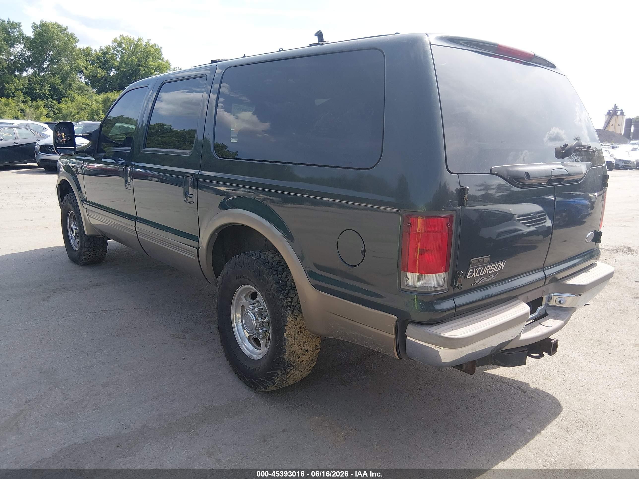 2000 Ford Excursion Limited Green vin: 1FMSU43FXYEB53550