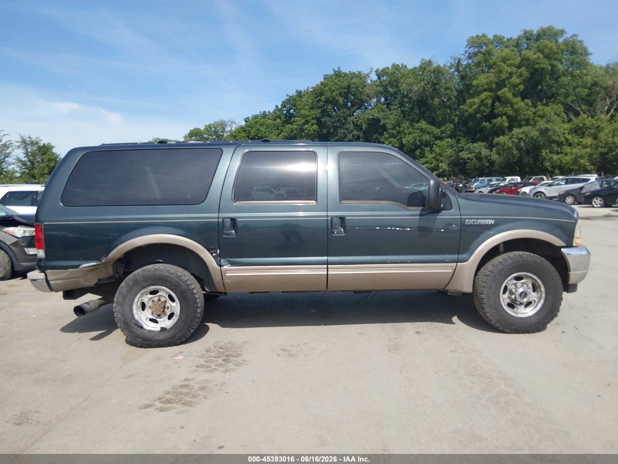 2000 Ford Excursion Limited Green vin: 1FMSU43FXYEB53550