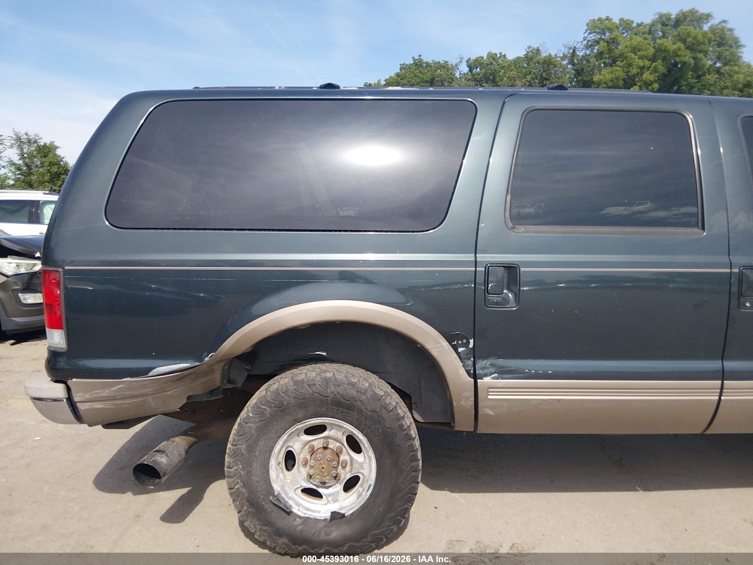2000 Ford Excursion Limited Green vin: 1FMSU43FXYEB53550