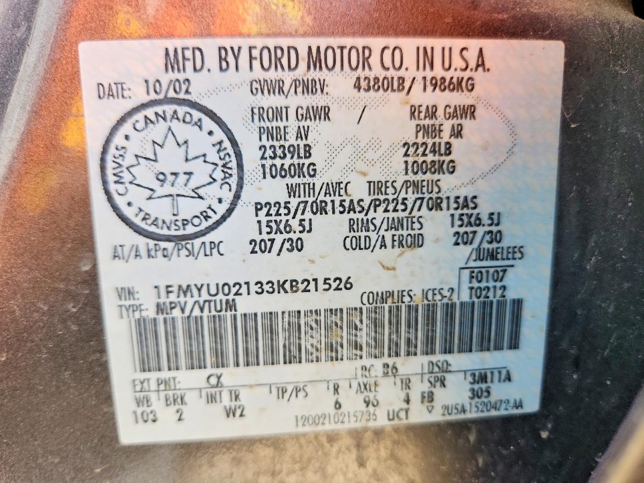 2003 Ford Escape Xls Gray vin: 1FMYU02133KB21526