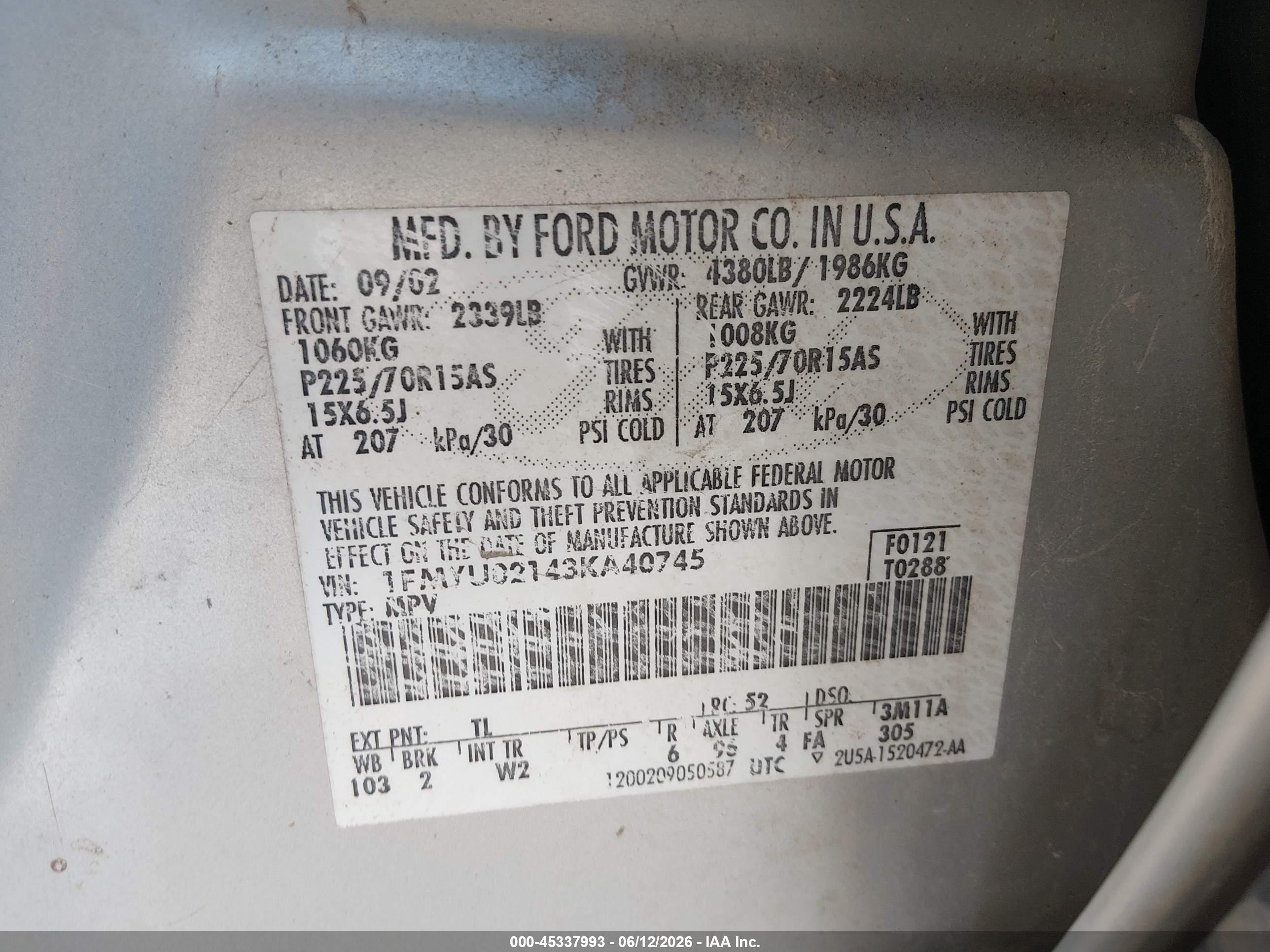 2003 Ford Escape Xls Silver vin: 1FMYU02143KA40745