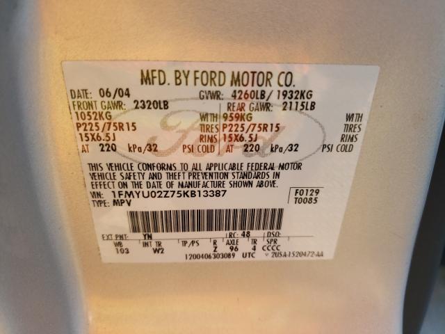 2005 Ford Escape Xls Silver vin: 1FMYU02Z75KB13387