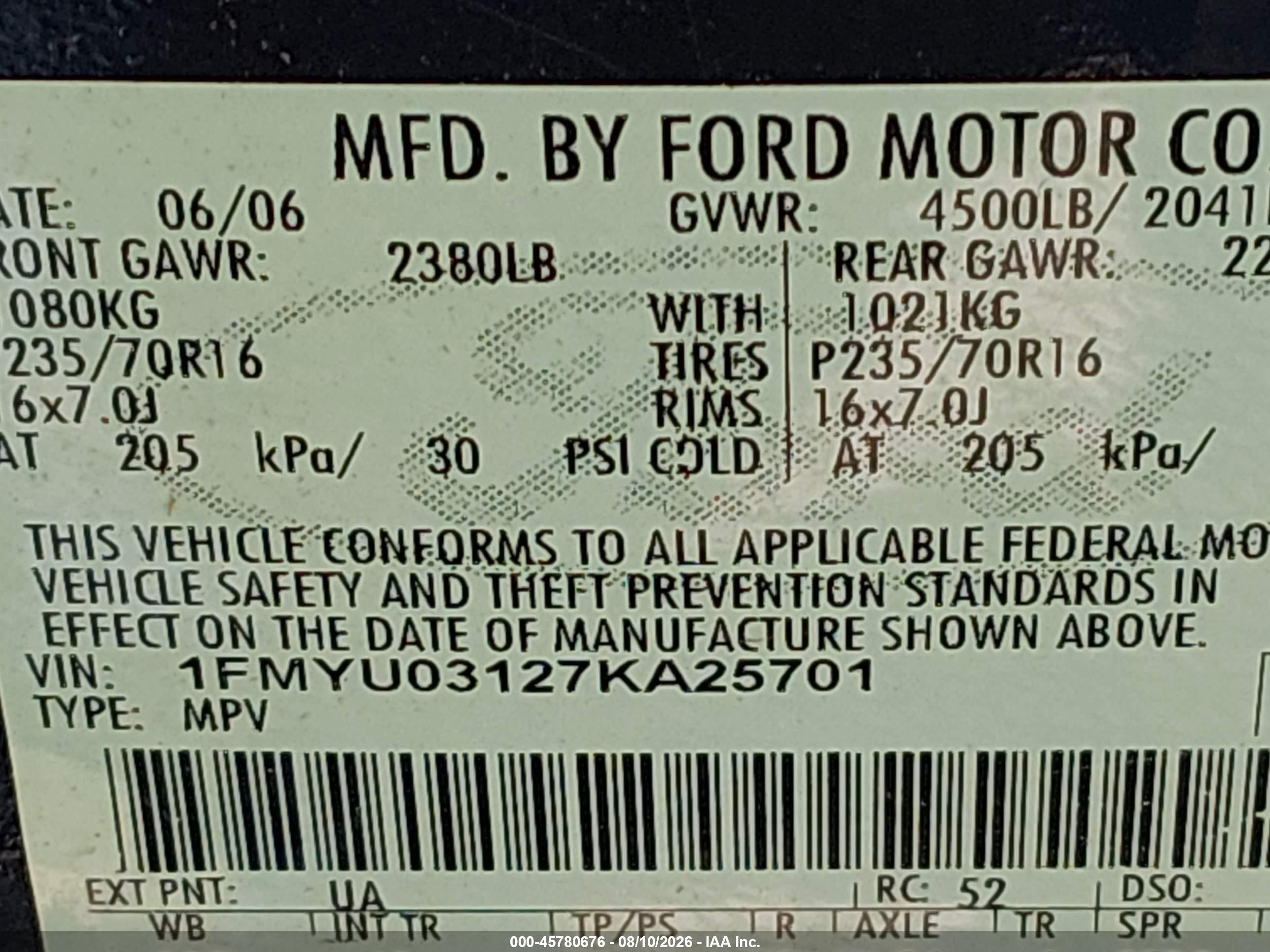 2007 Ford Escape Xlt/xlt Sport Black vin: 1FMYU03127KA25701