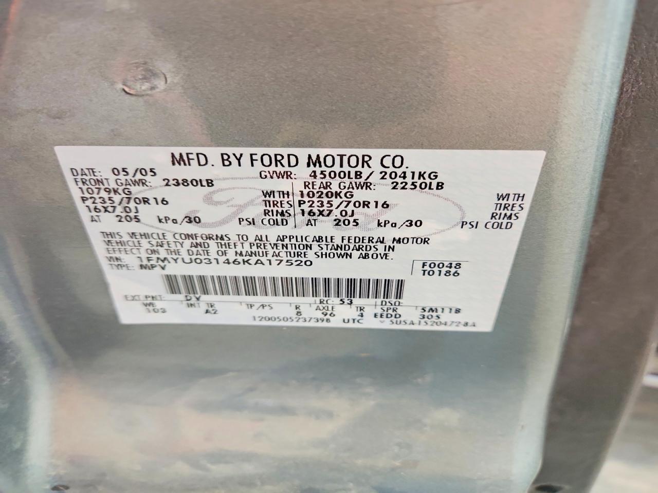 2006 Ford Escape Xlt Green vin: 1FMYU03146KA17520