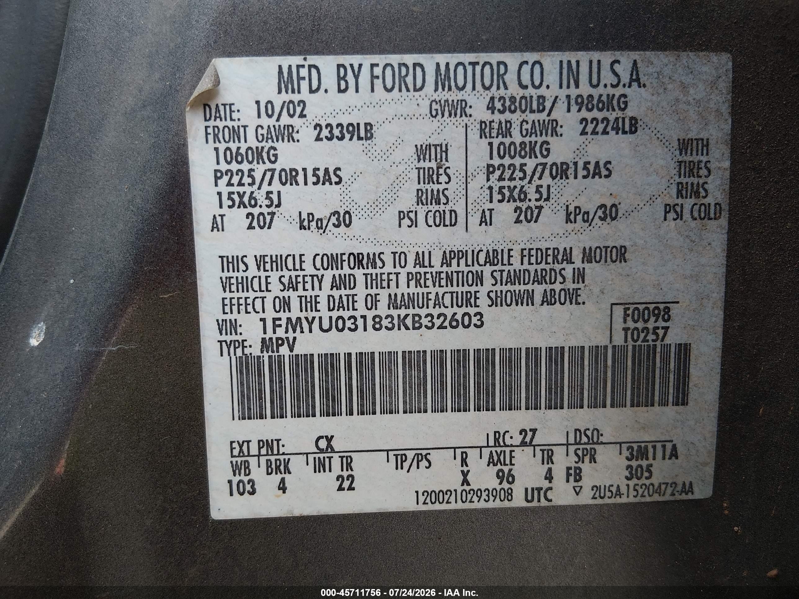 2003 Ford Escape Xlt Gray vin: 1FMYU03183KB32603