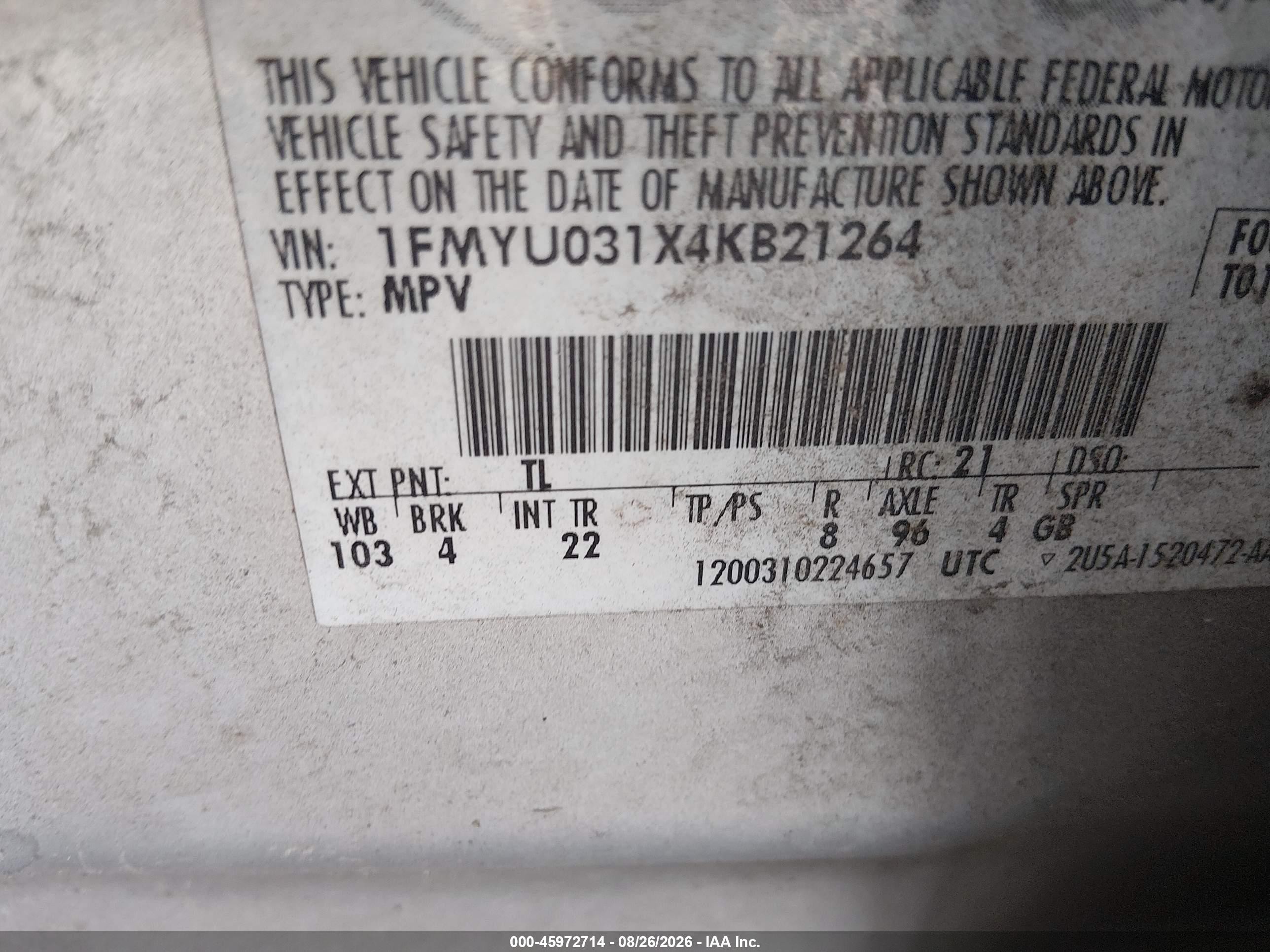 2004 Ford Escape Xlt Silver vin: 1FMYU031X4KB21264