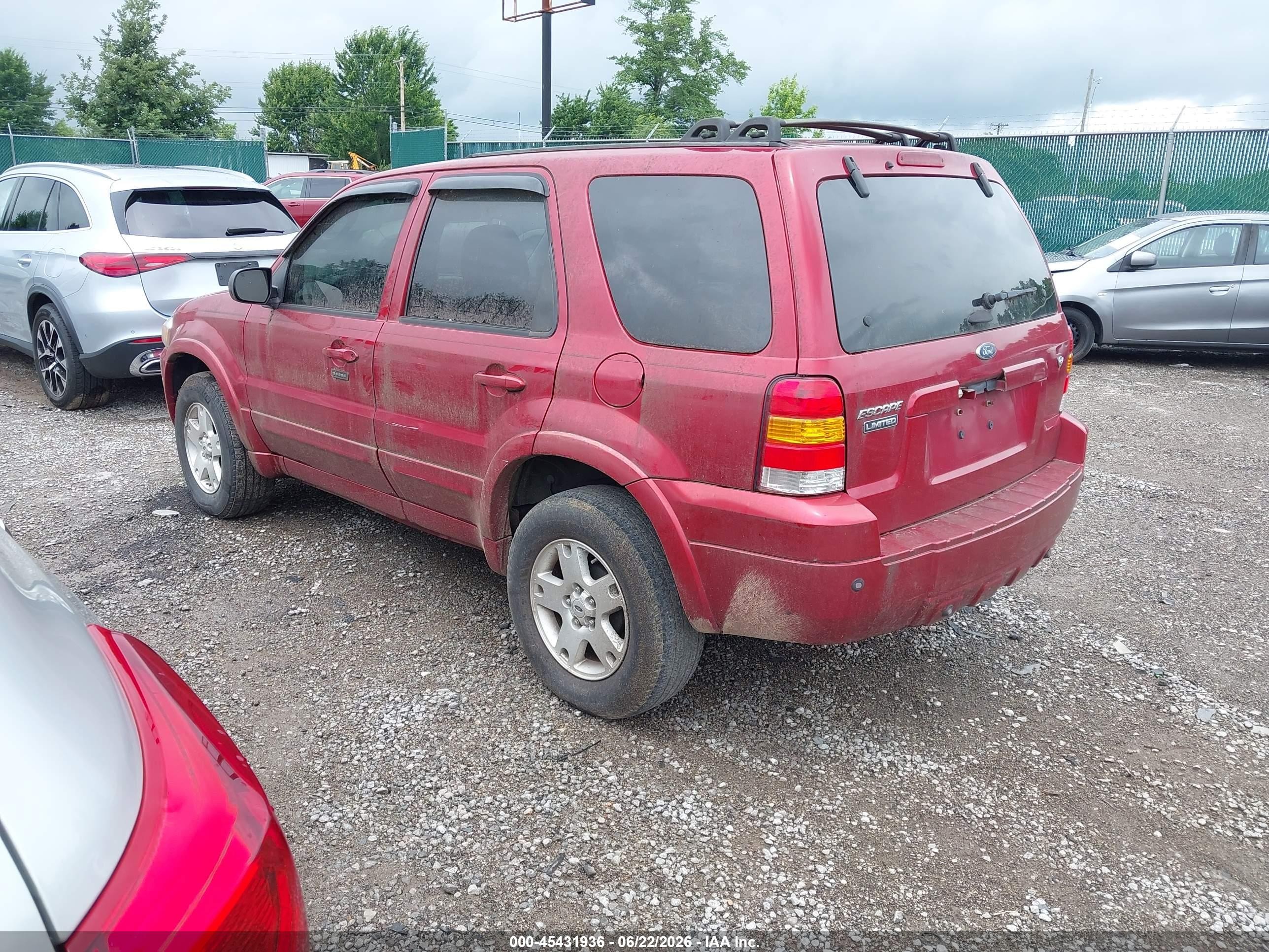 2007 Ford Escape Limited Red vin: 1FMYU04157KB68480