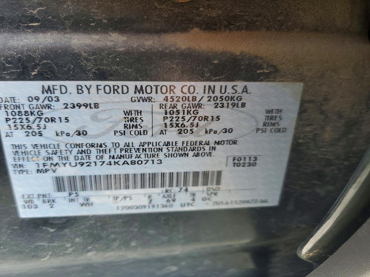 2004 Ford Escape Xls Green vin: 1FMYU92174KA80713