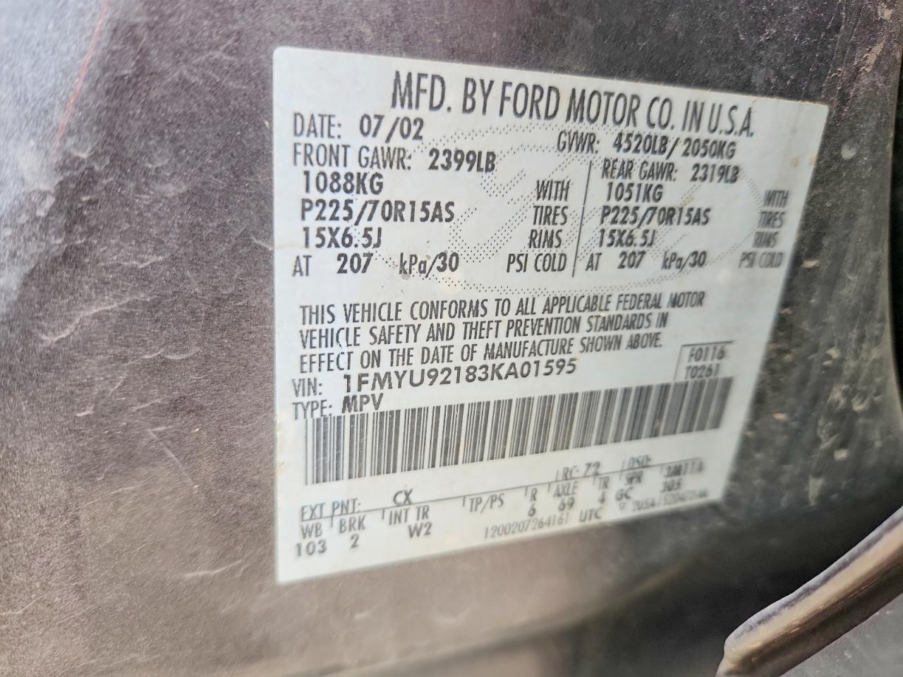 2004 Ford Escape Gray vin: 1FMYU92183KA01595