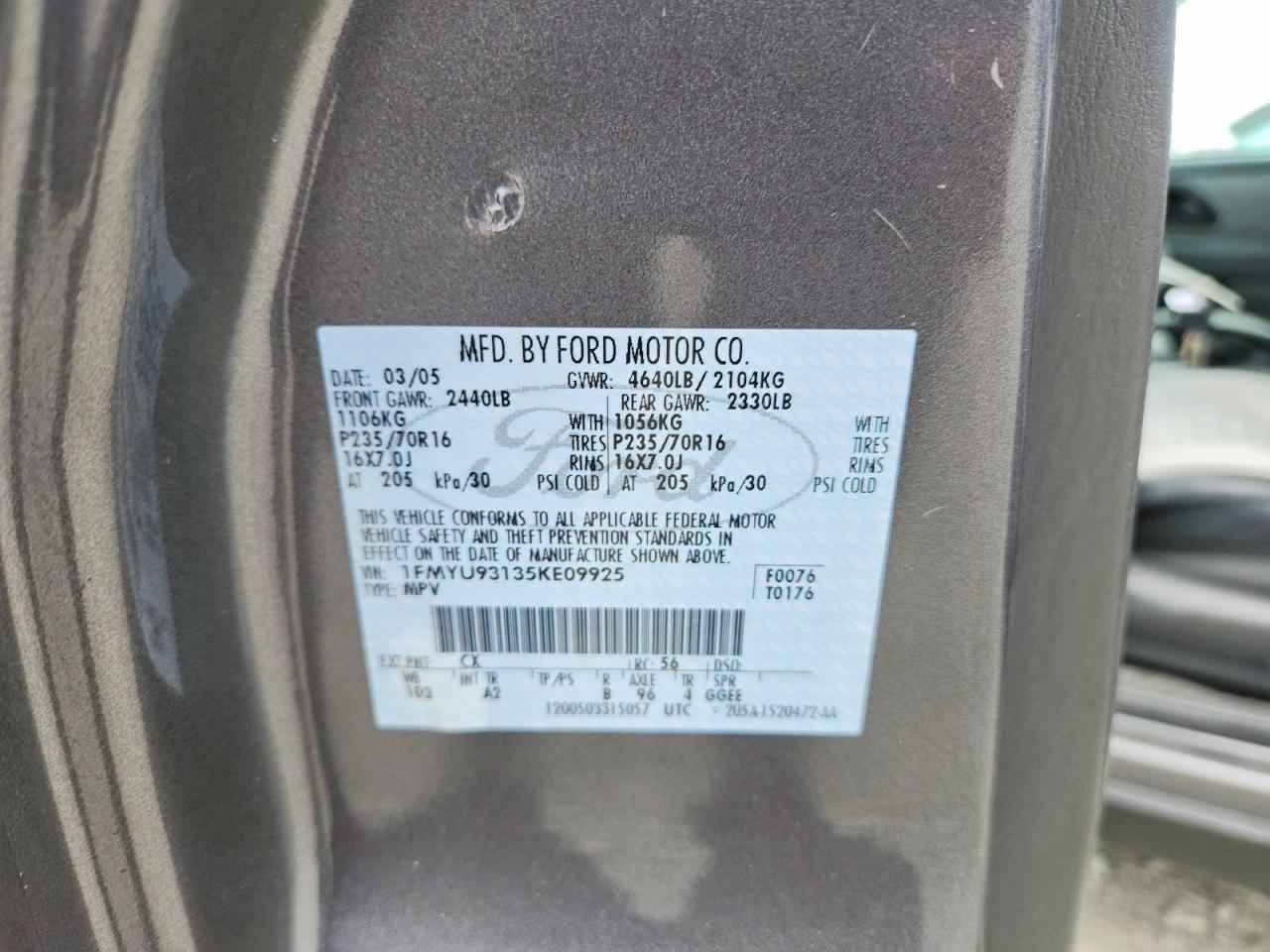 2005 Ford Escape Xlt Gray vin: 1FMYU93135KE09925