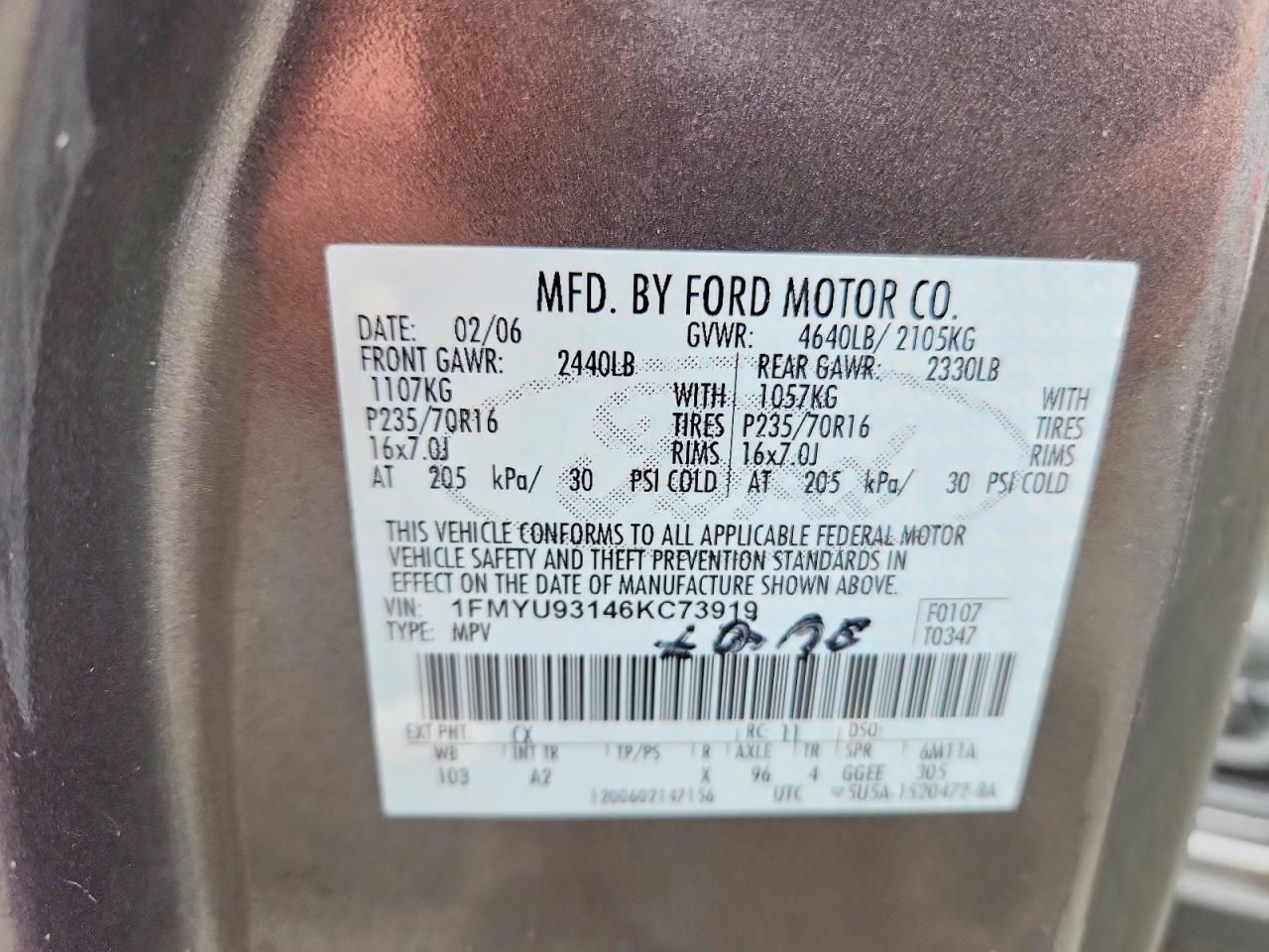2006 Ford Escape Xlt Gray vin: 1FMYU93146KC73919