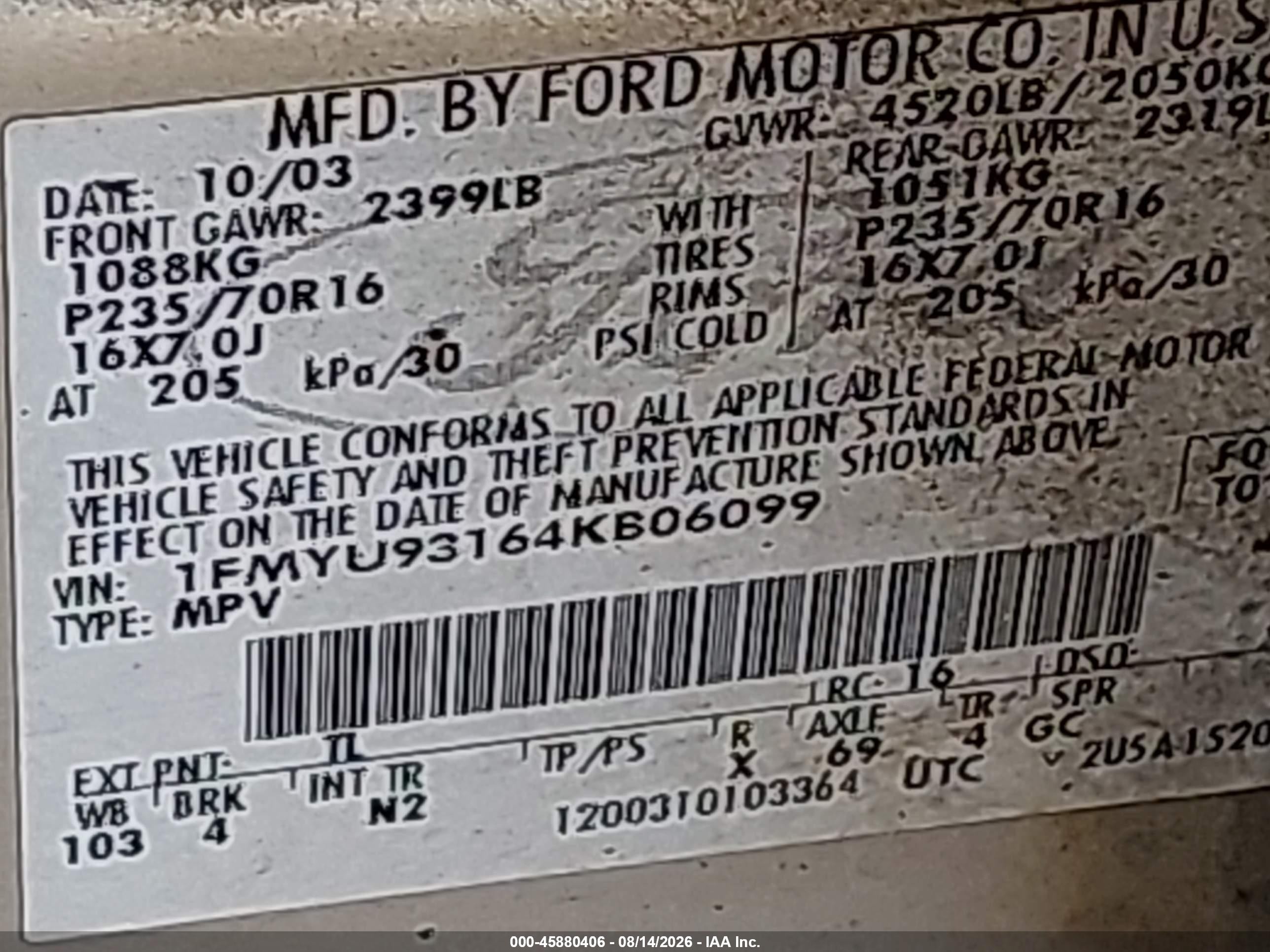2004 Ford Escape Xlt Silver vin: 1FMYU93164KB06099