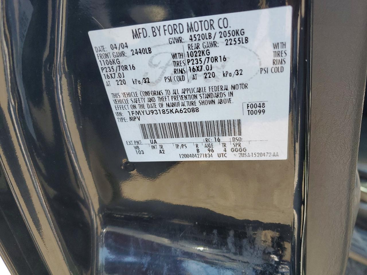 2005 Ford Escape Xlt Черный vin: 1FMYU93185KA62088