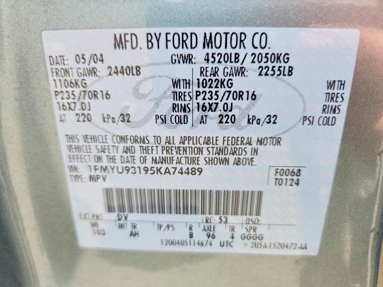 2005 Ford Escape Xlt Green vin: 1FMYU93195KA74489