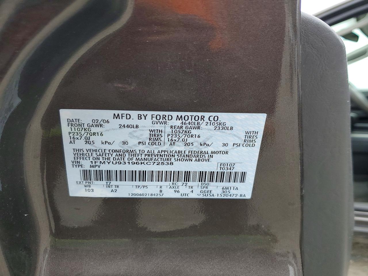 2006 Ford Escape Xlt Gray vin: 1FMYU93196KC72538