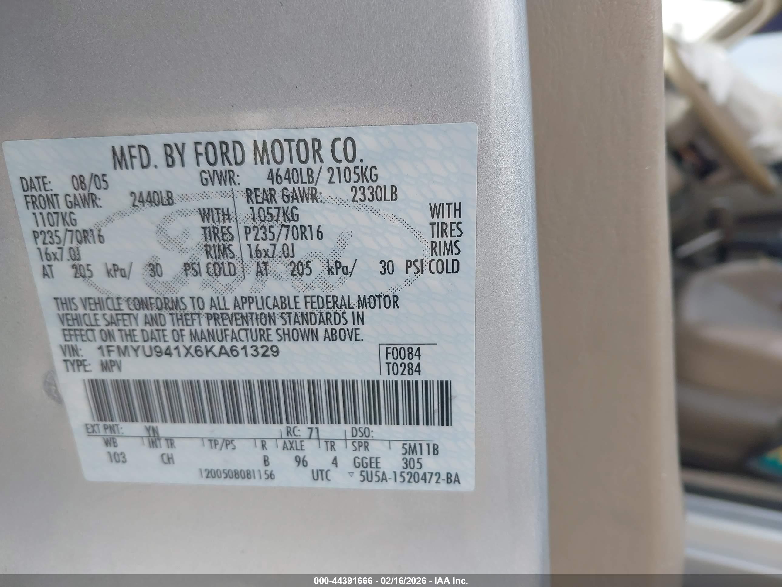 2006 Ford Escape Limited Silver vin: 1FMYU941X6KA61329