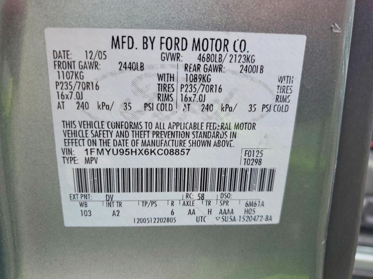 2006 Ford Escape Hev Зеленый vin: 1FMYU95HX6KC08857