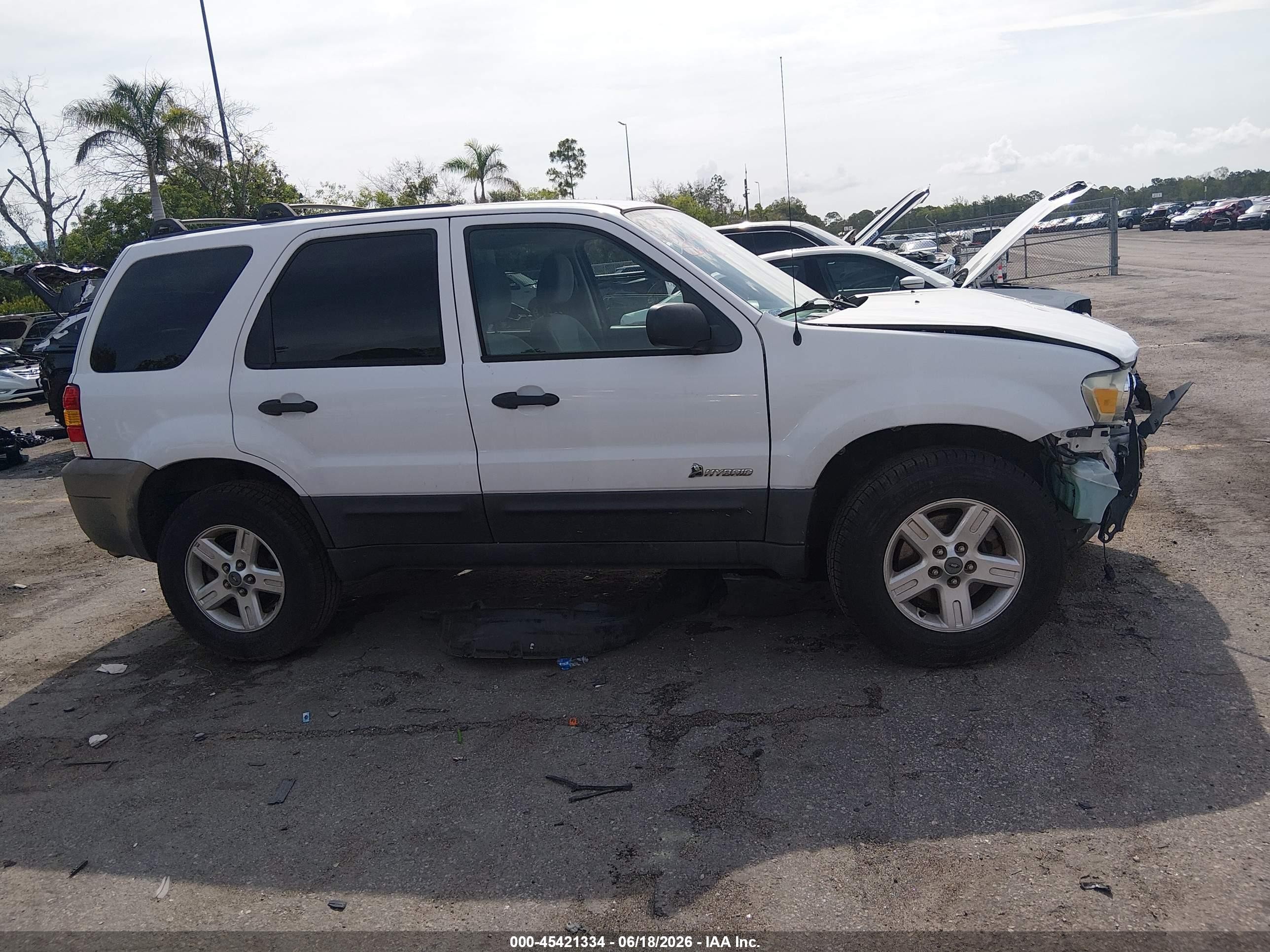 2006 Ford Escape Hybrid White vin: 1FMYU96H46KD03770