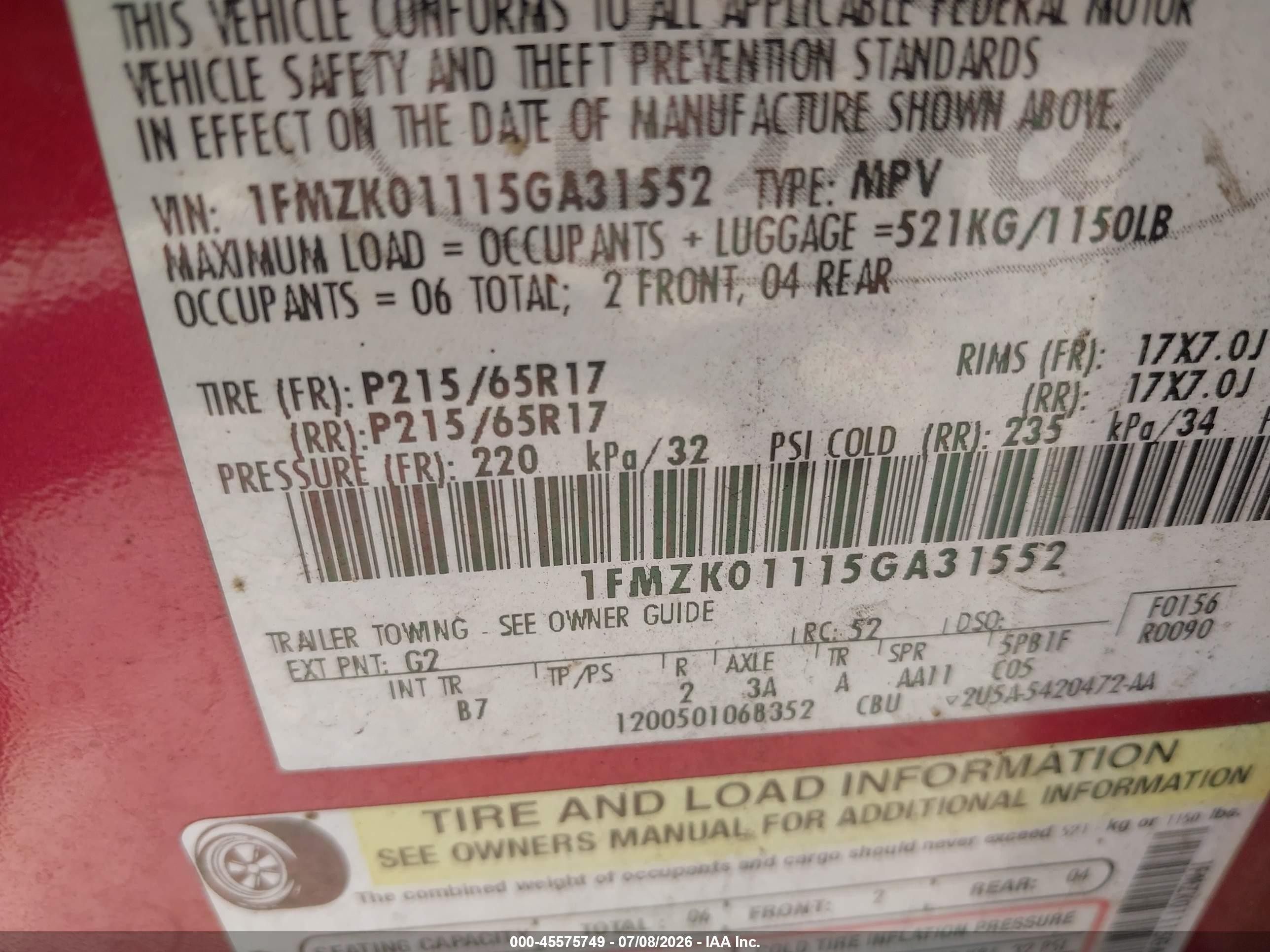 2005 Ford Freestyle Se Red vin: 1FMZK01115GA31552