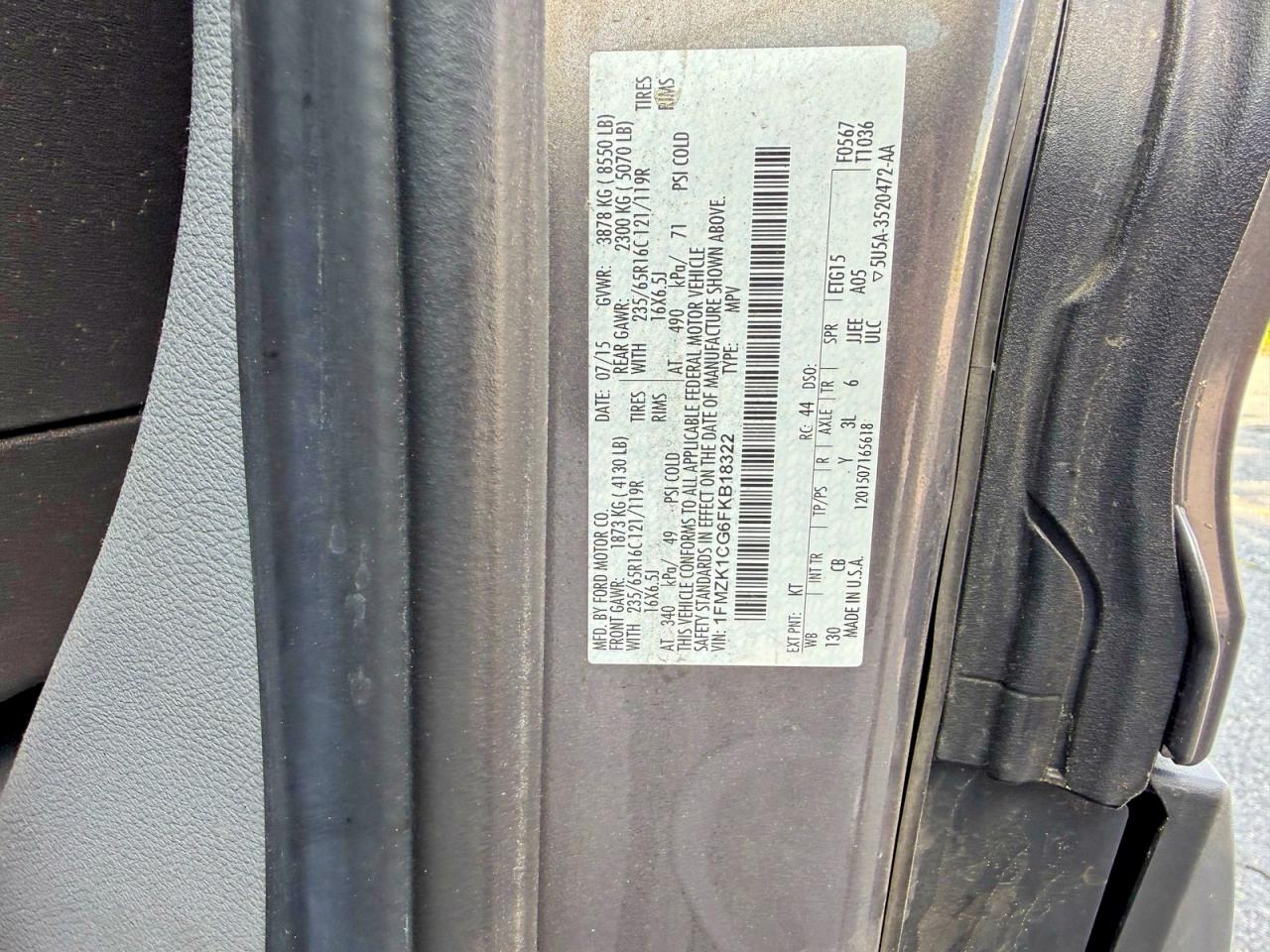 2015 Ford Transit T-150 Charcoal vin: 1FMZK1CG6FKB18322