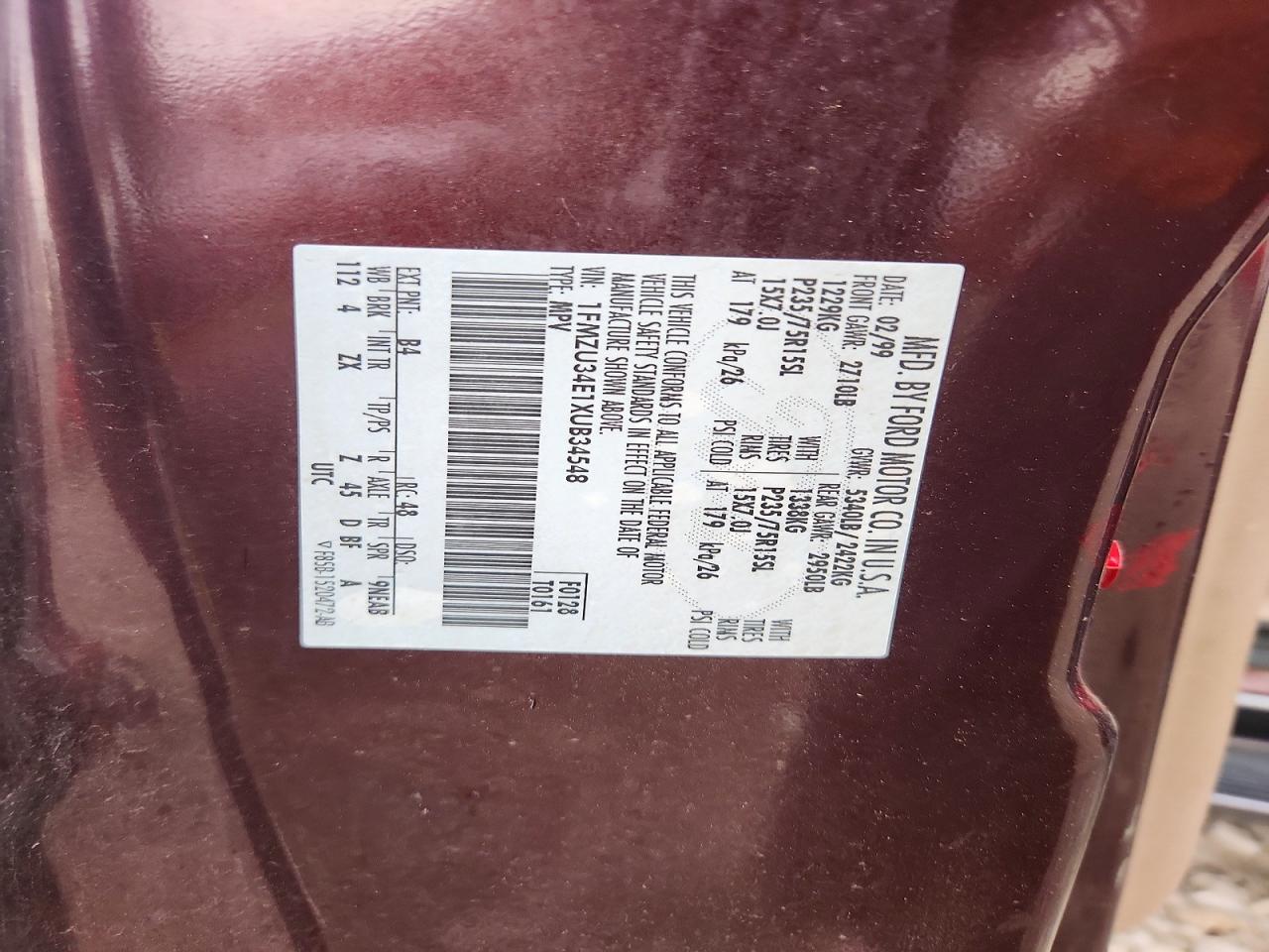 1999 Ford Explorer Бордовый vin: 1FMZU34E1XUB34548