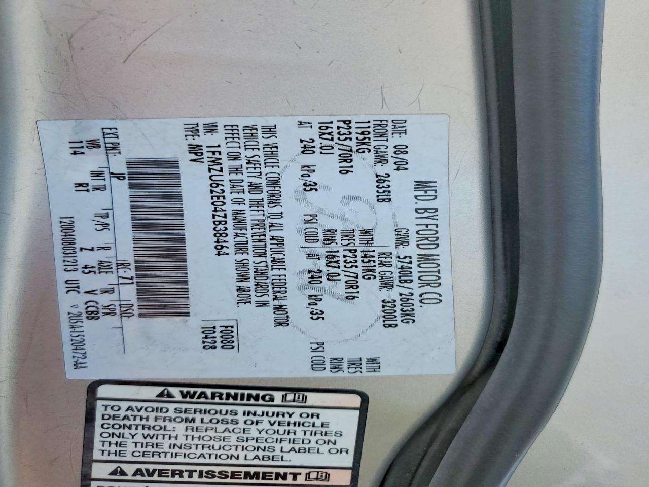 2004 Ford Explorer Xls Silver vin: 1FMZU62E04ZB38464