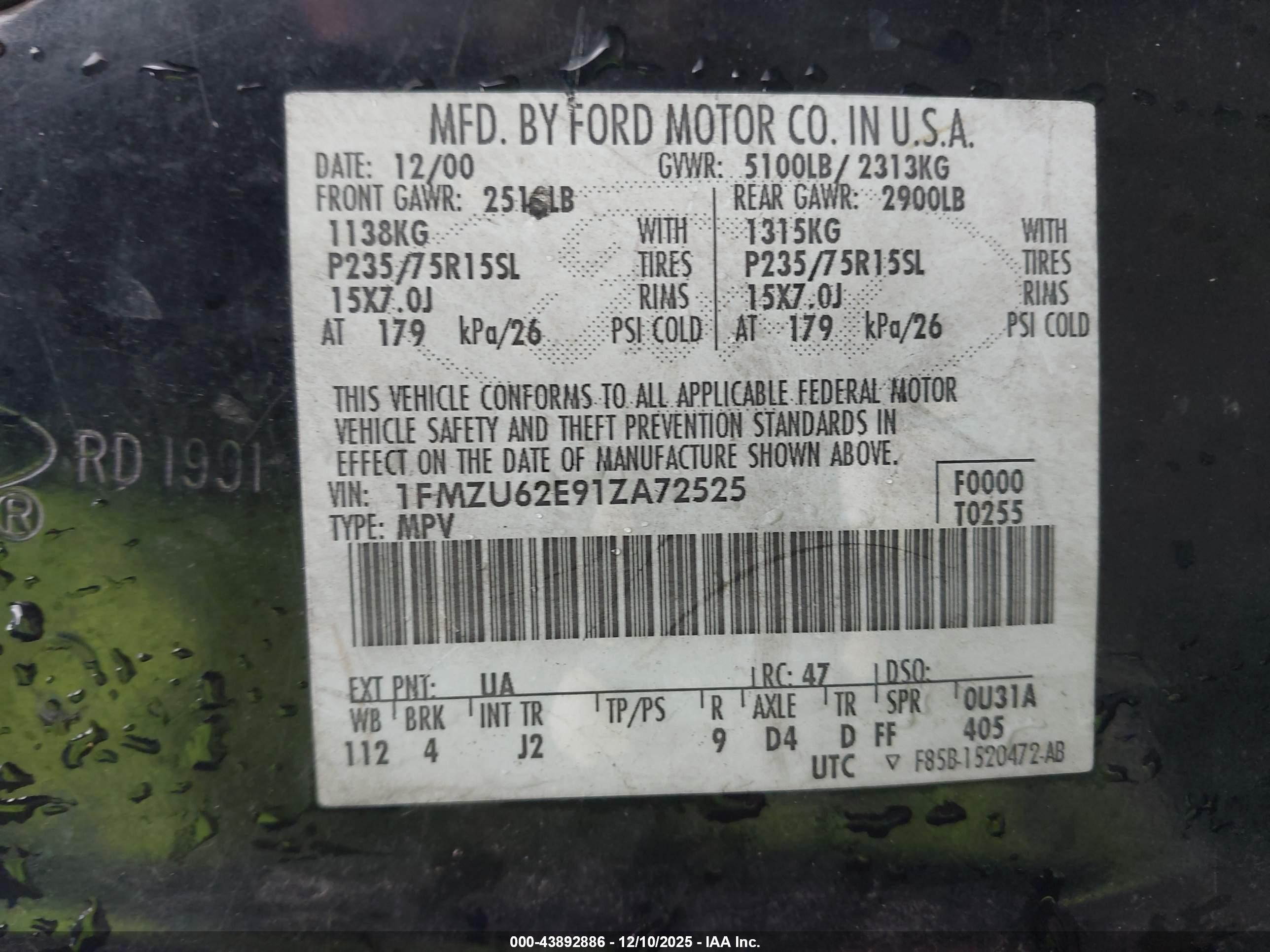 2001 Ford Explorer Xls Black vin: 1FMZU62E91ZA72525
