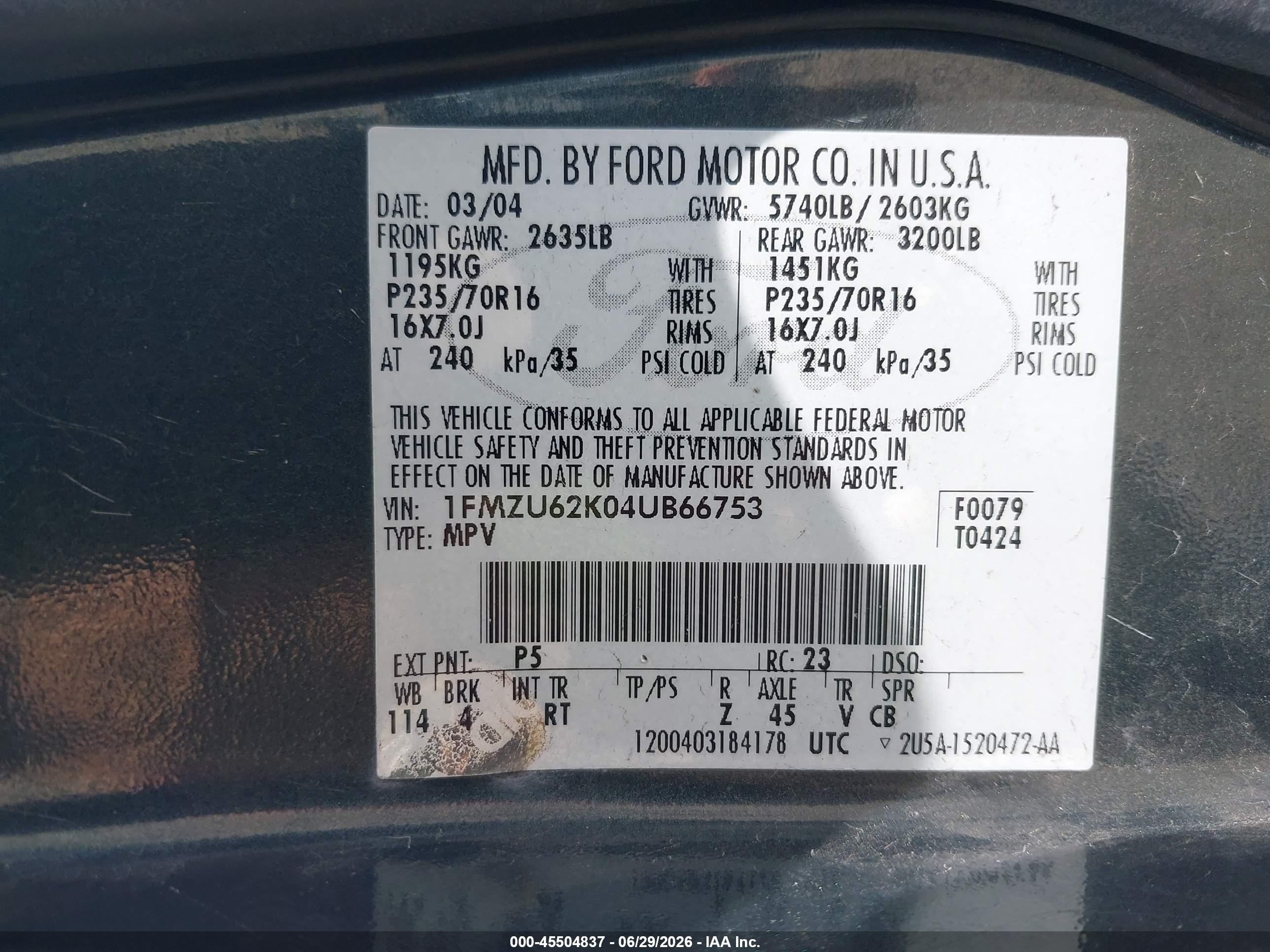 2004 Ford Explorer Xls Green vin: 1FMZU62K04UB66753