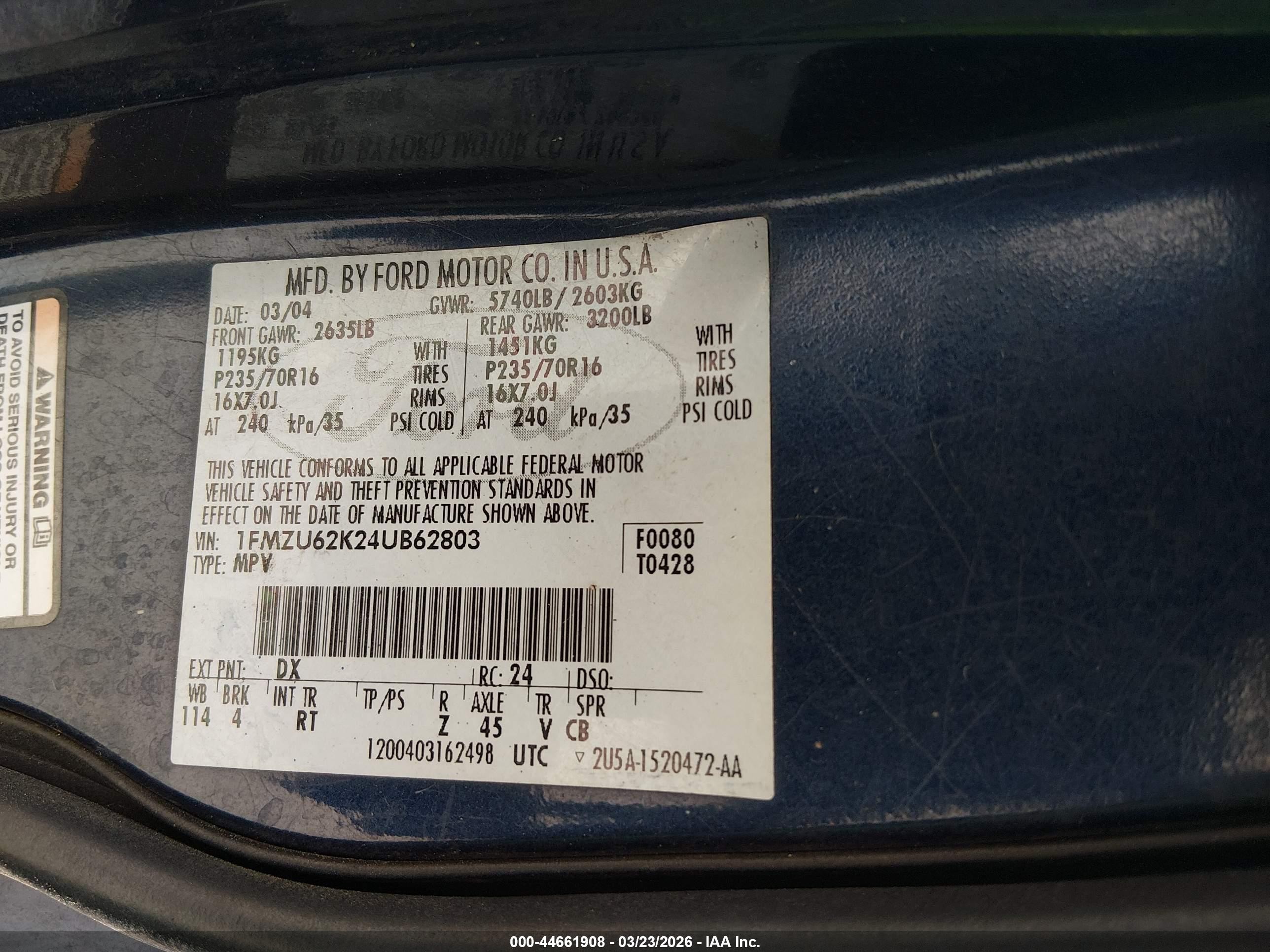 2004 Ford Explorer Xls Dark Blue vin: 1FMZU62K24UB62803