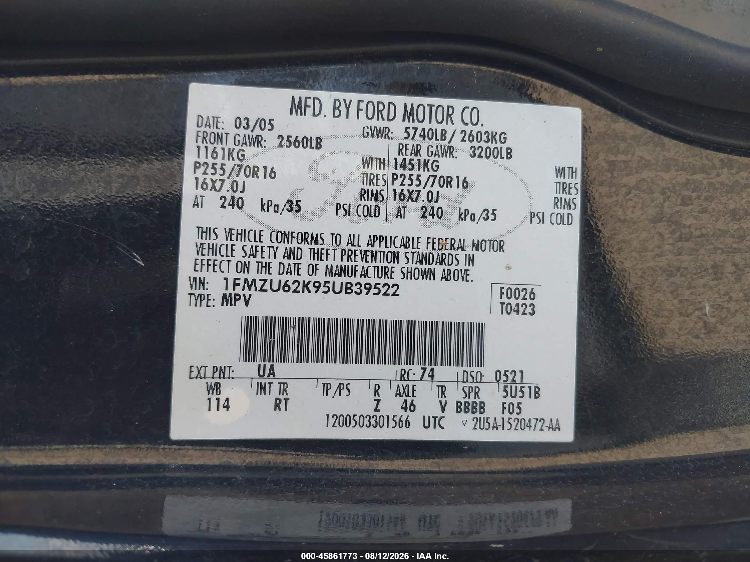 2005 Ford Explorer Xls/xls Sport Black vin: 1FMZU62K95UB39522