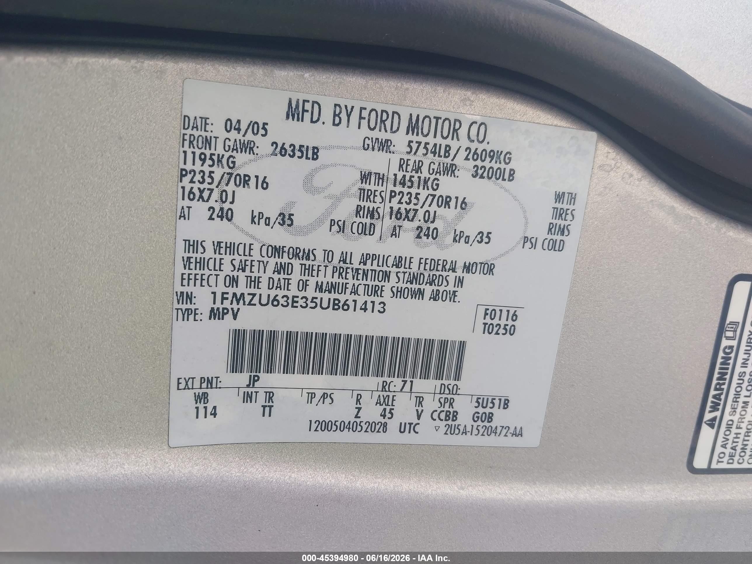 2005 Ford Explorer Xlt/xlt Sport Silver vin: 1FMZU63E35UB61413