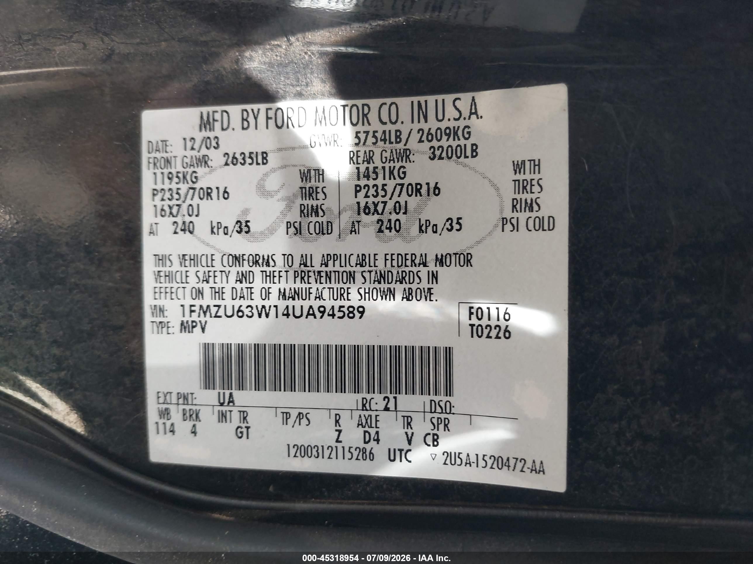 2004 Ford Explorer Xlt Black vin: 1FMZU63W14UA94589