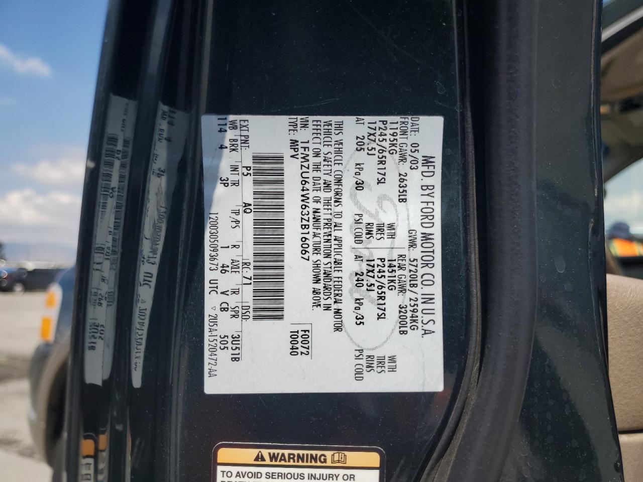 2003 Ford Explorer Eddie Bauer Green vin: 1FMZU64W63ZB16067