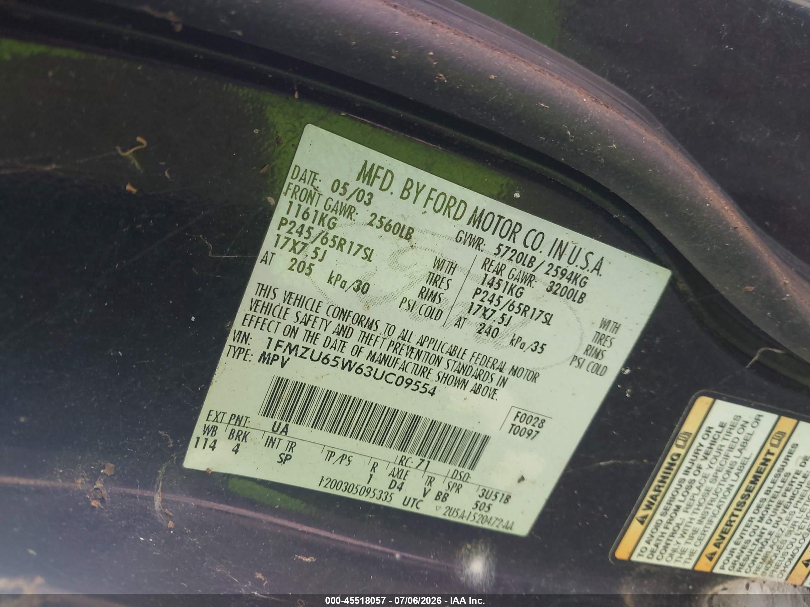 2003 Ford Explorer Limited Black vin: 1FMZU65W63UC09554
