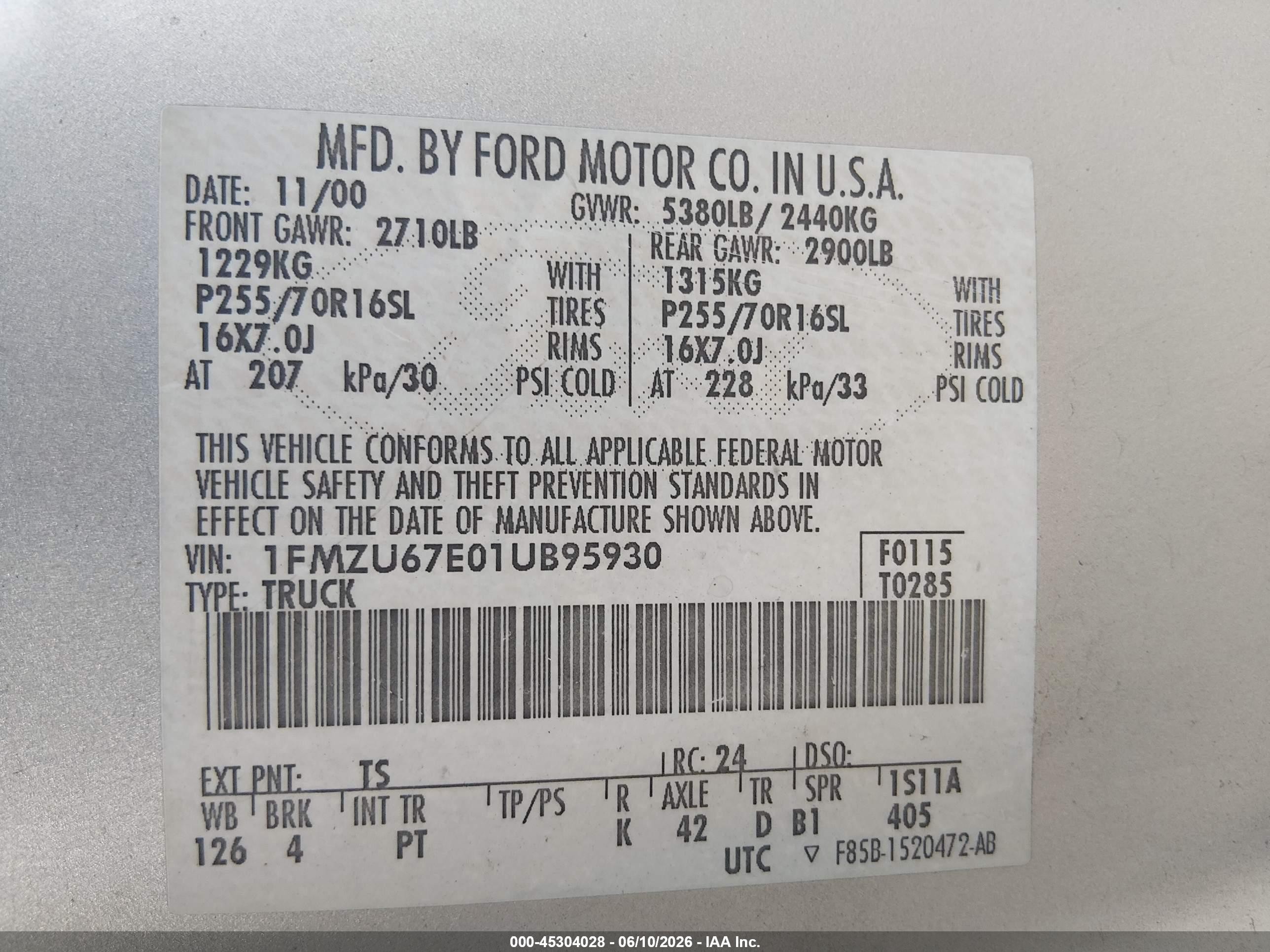 2001 Ford Explorer Sport Trac   Gray vin: 1FMZU67E01UB95930