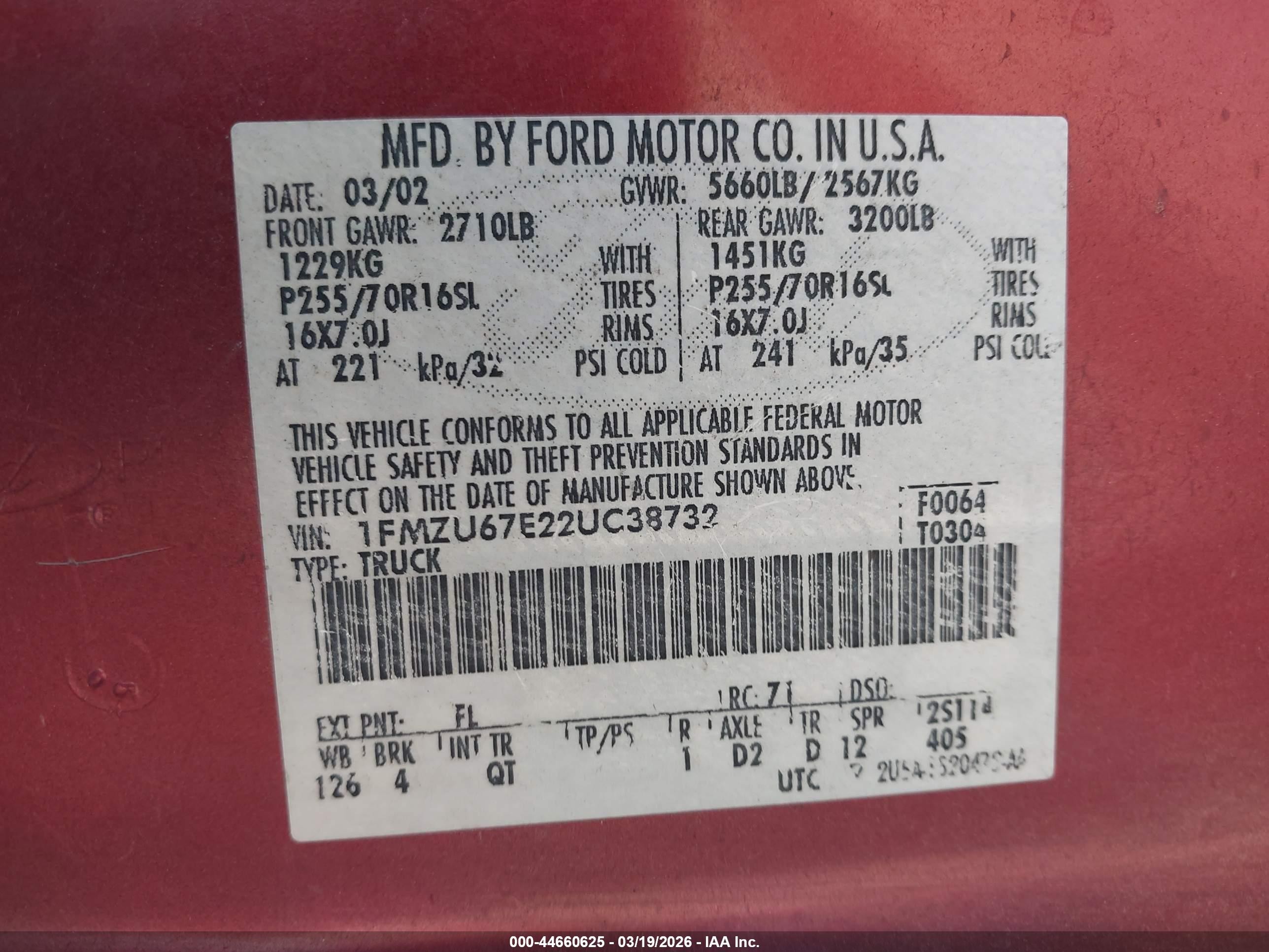 2002 Ford Explorer Sport Trac   Maroon vin: 1FMZU67E22UC38732