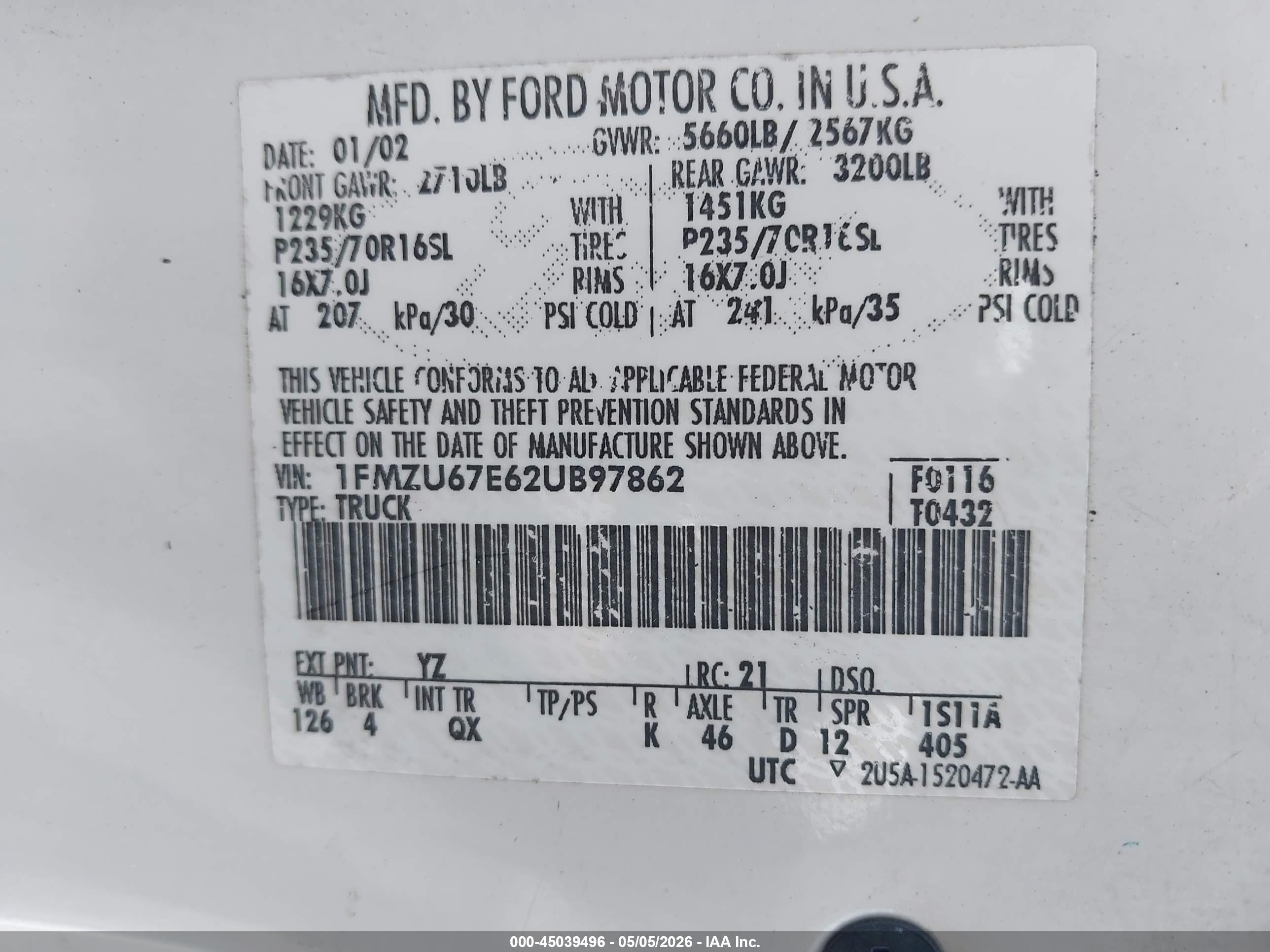 2002 Ford Explorer Sport Trac   Белый vin: 1FMZU67E62UB97862