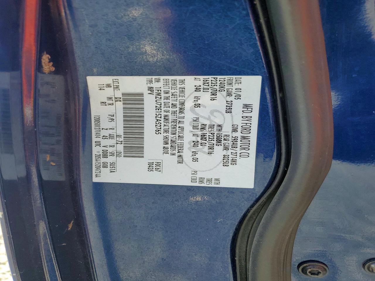 2005 Ford Explorer Xls/xls Sport Blue vin: 1FMZU72E15ZA52765
