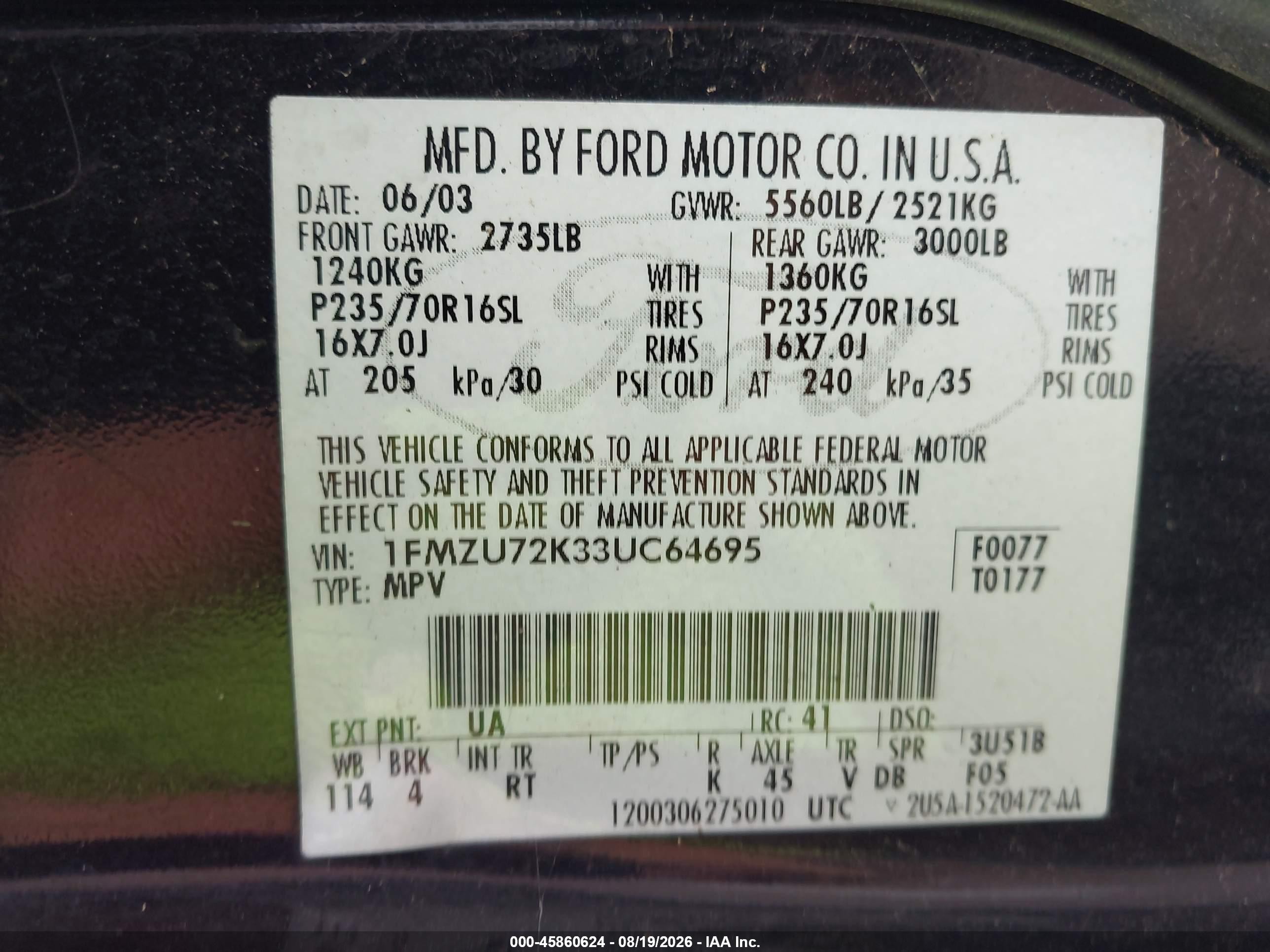 2003 Ford Explorer Xls Черный vin: 1FMZU72K33UC64695