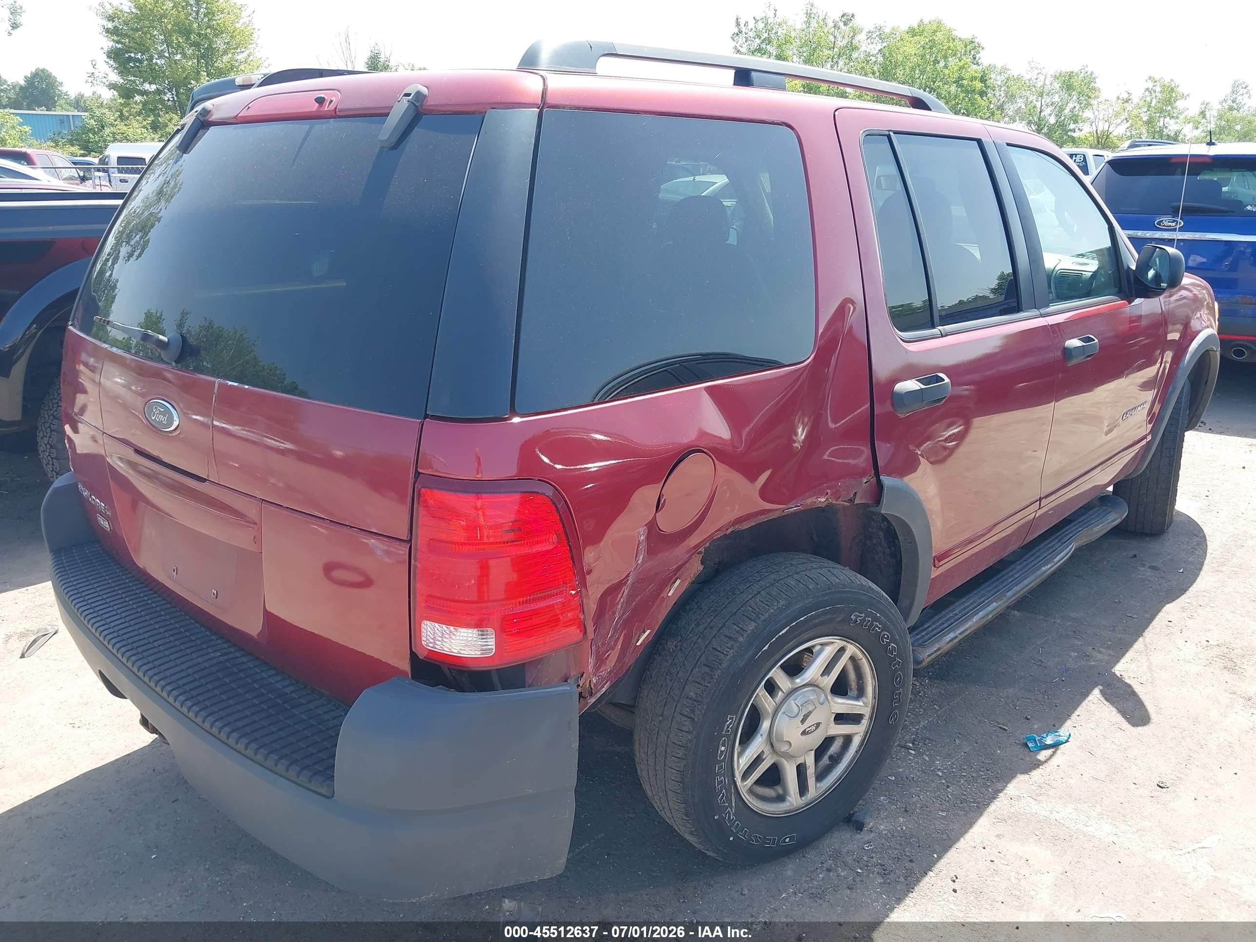 2002 Ford Explorer Xls Red vin: 1FMZU72K82ZC64838