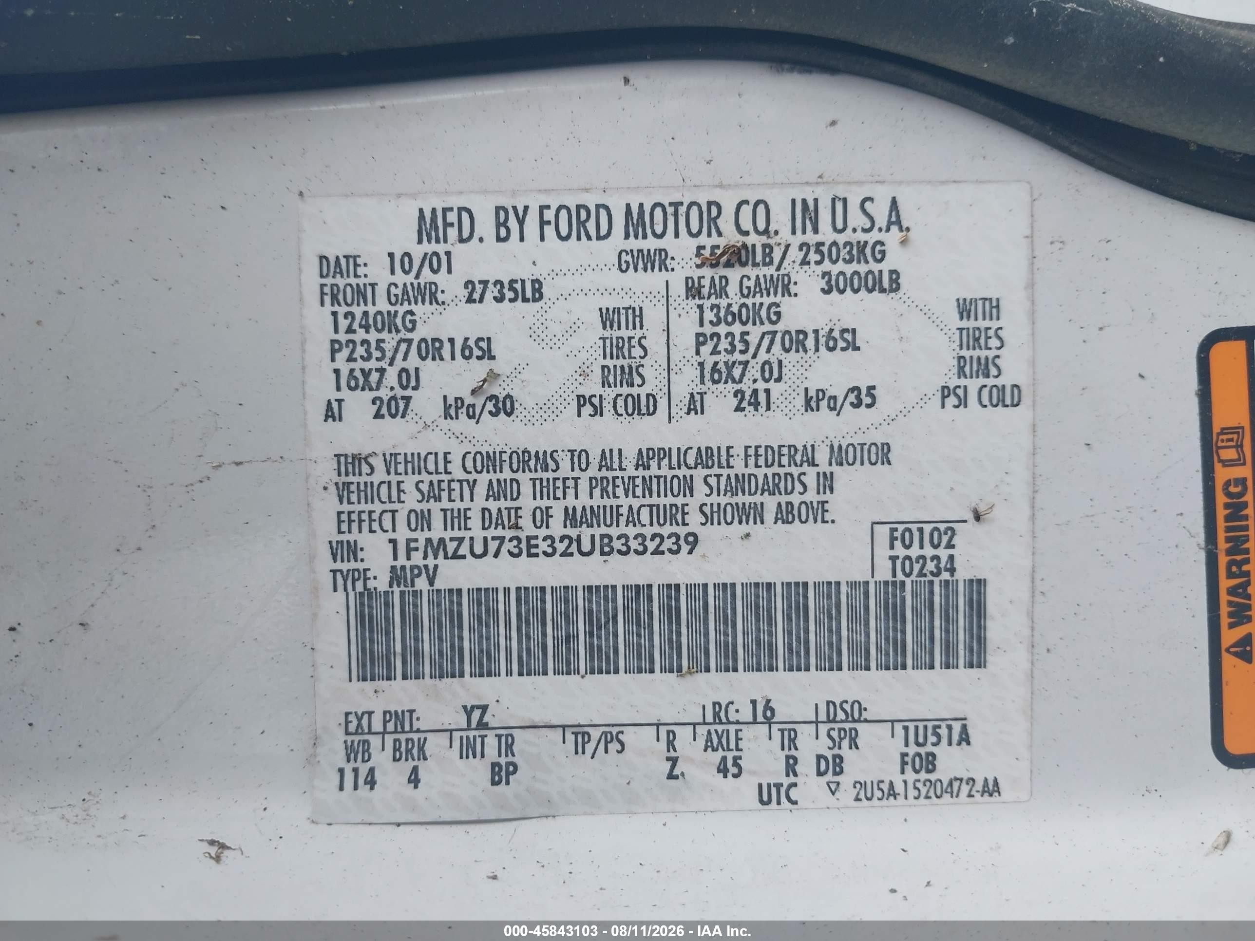 2002 Ford Explorer Xlt White vin: 1FMZU73E32UB33239