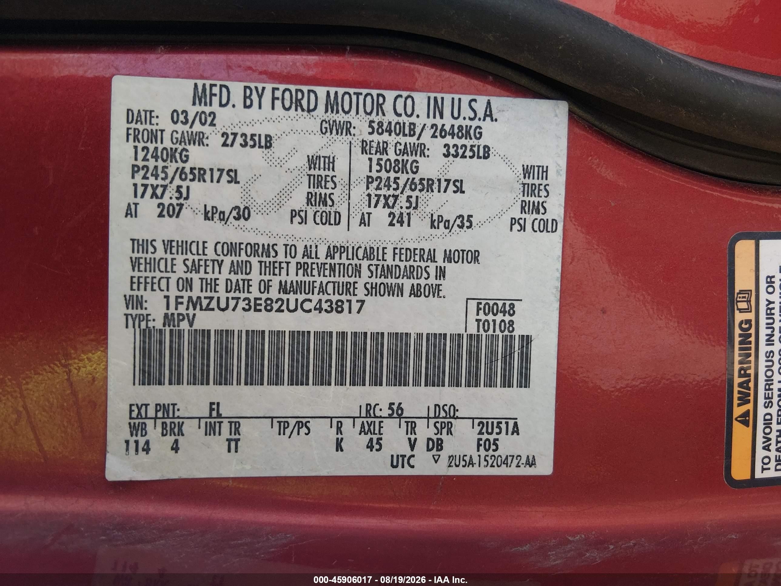 2002 Ford Explorer Xlt Красный vin: 1FMZU73E82UC43817